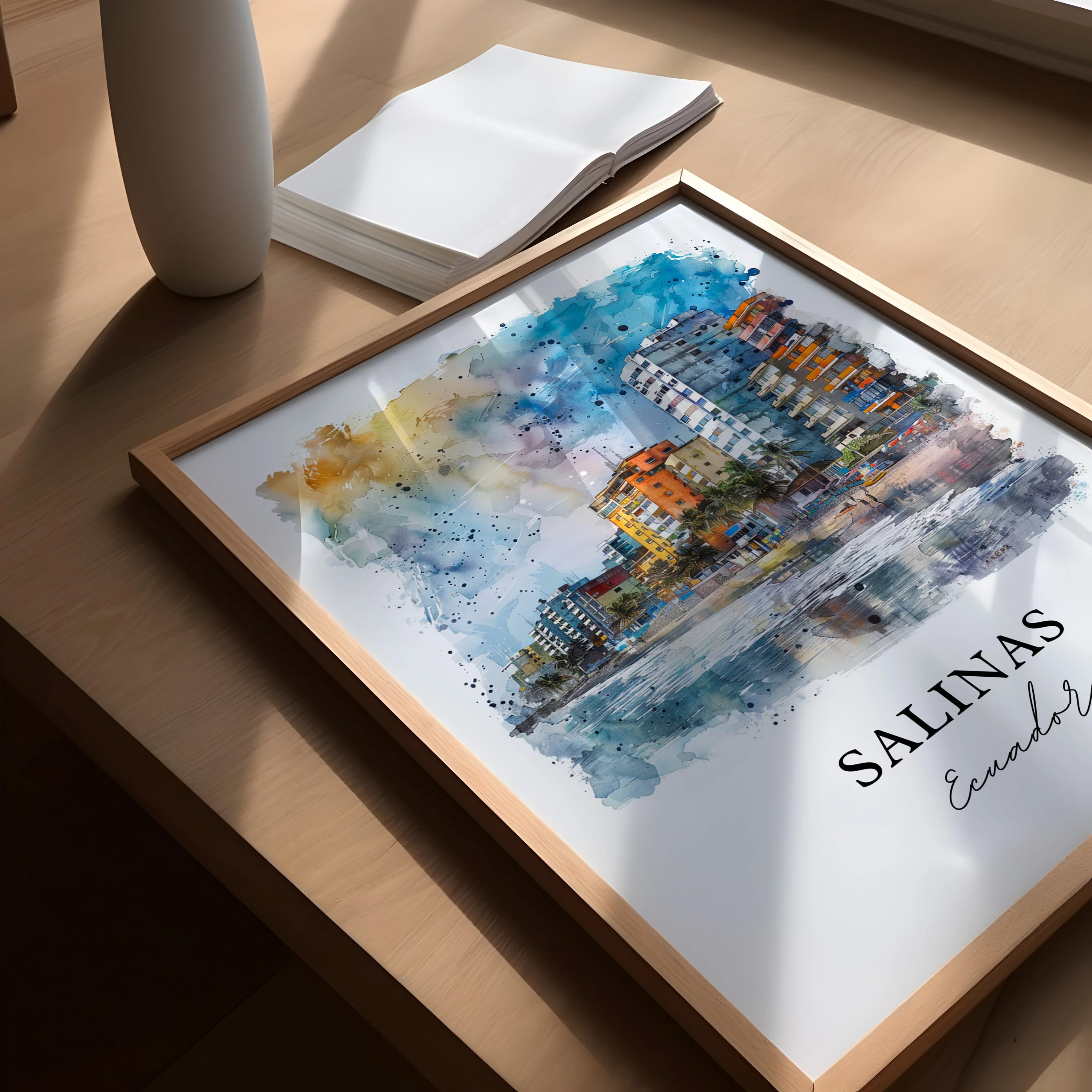 Salinas, Ecuador – Watercolor Art Print - Image 3