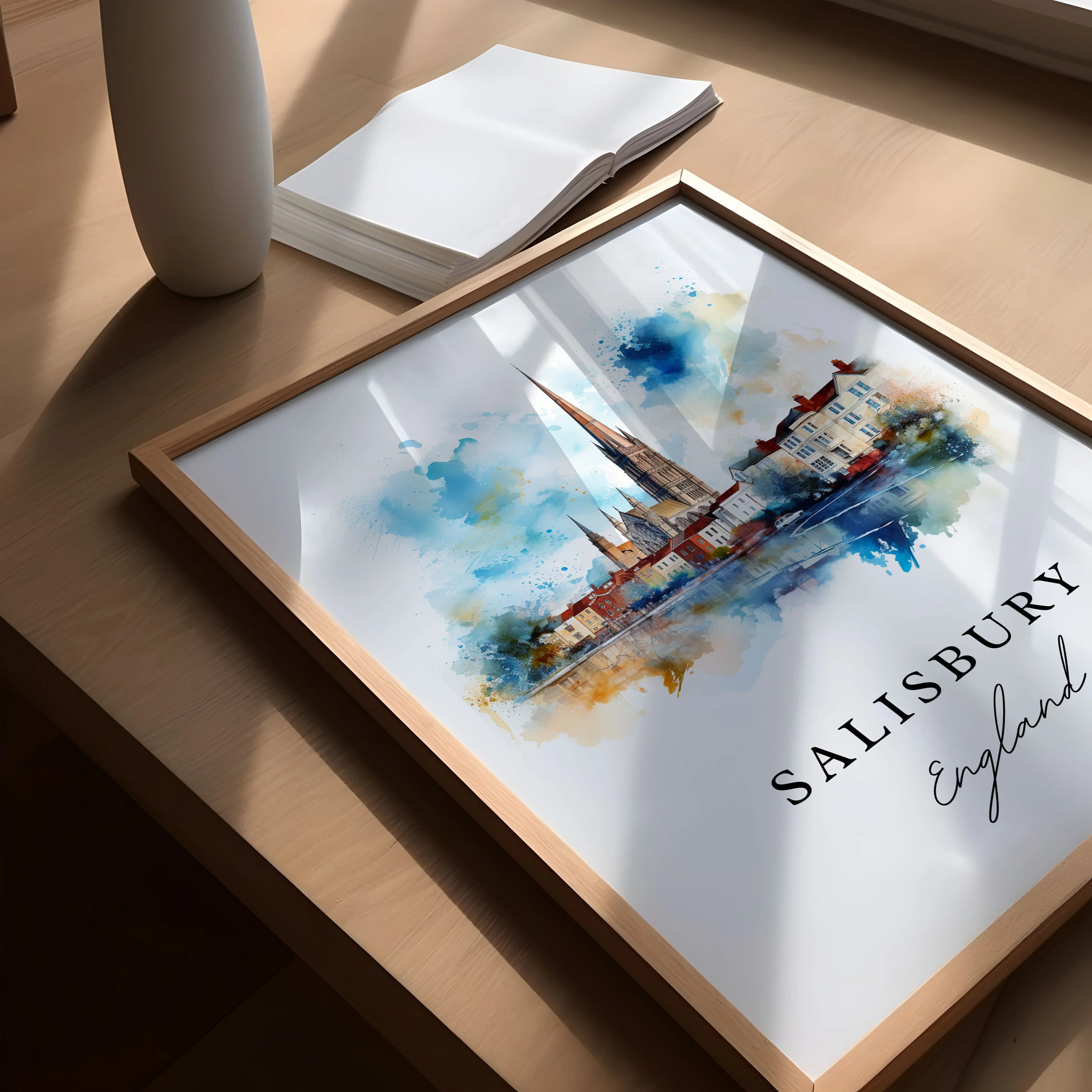 Salisbury, England – Watercolor Art Print - Image 3