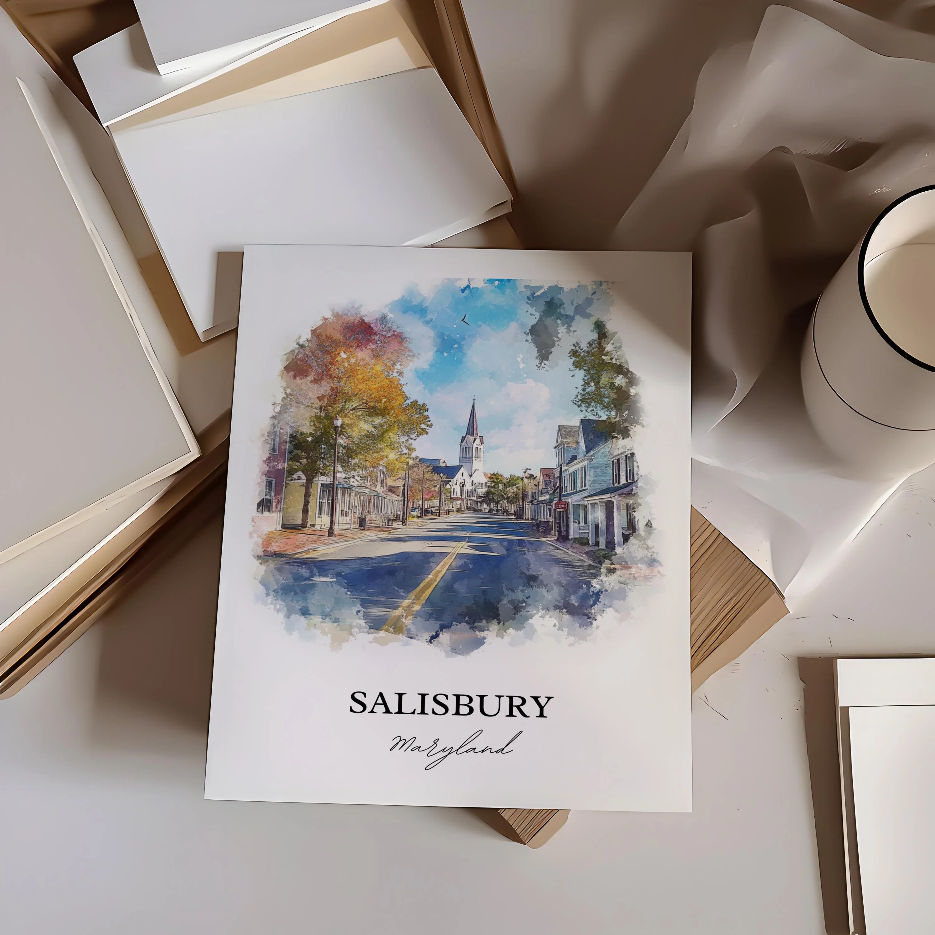Salisbury, Maryland – Watercolor Art Print - Image 5