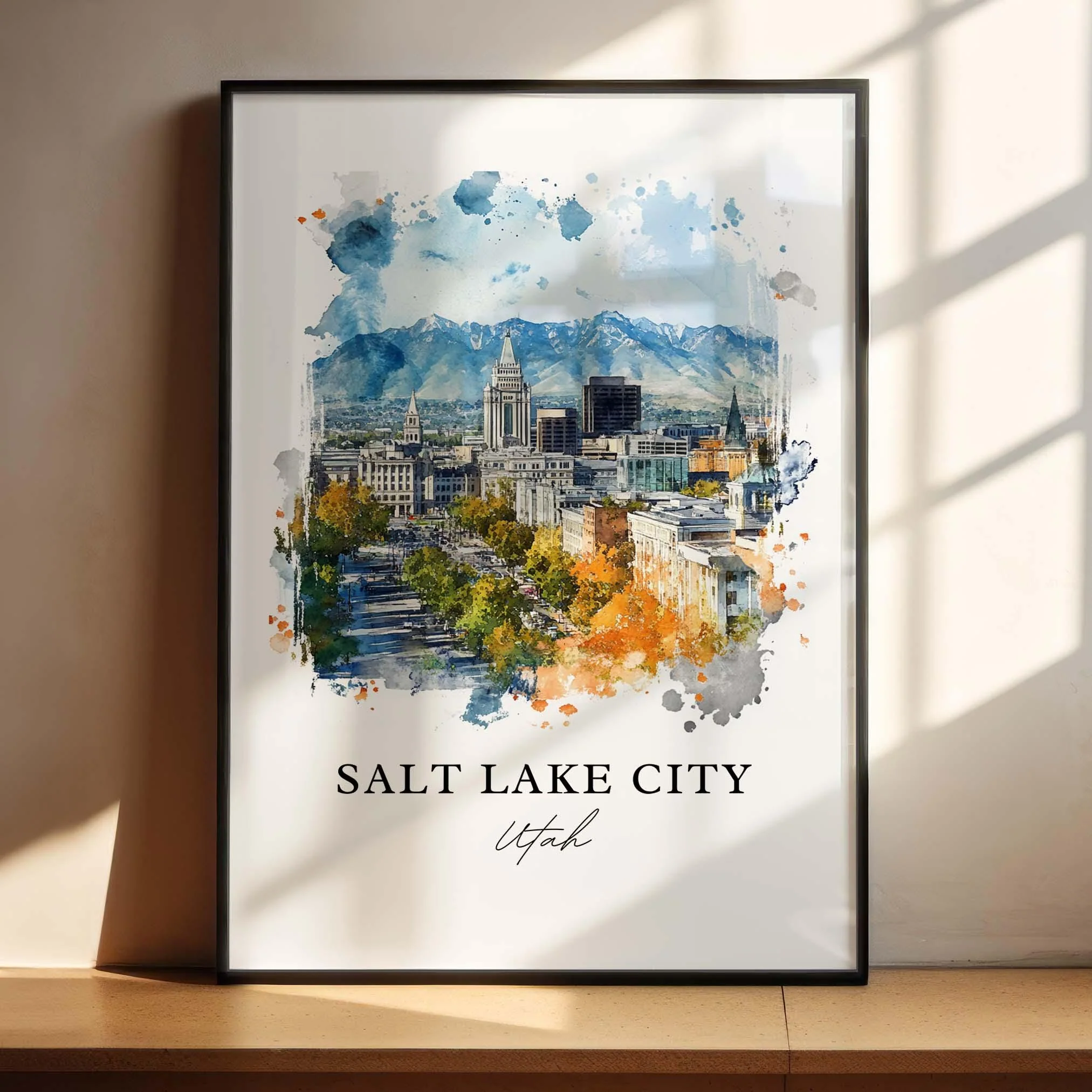 Salt Lake City, USA – Watercolor Art Print - Image 2