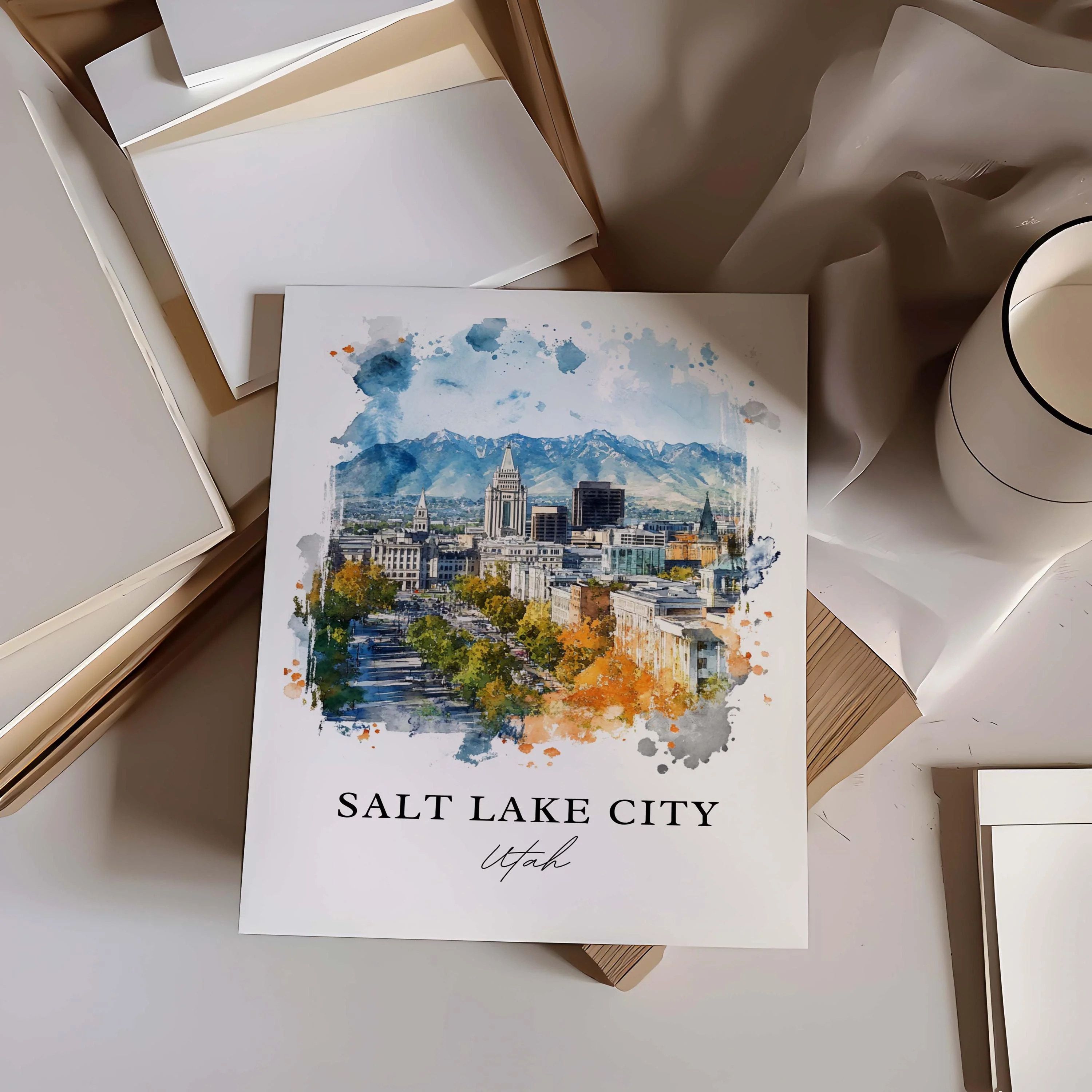 Salt Lake City, USA – Watercolor Art Print - Image 4