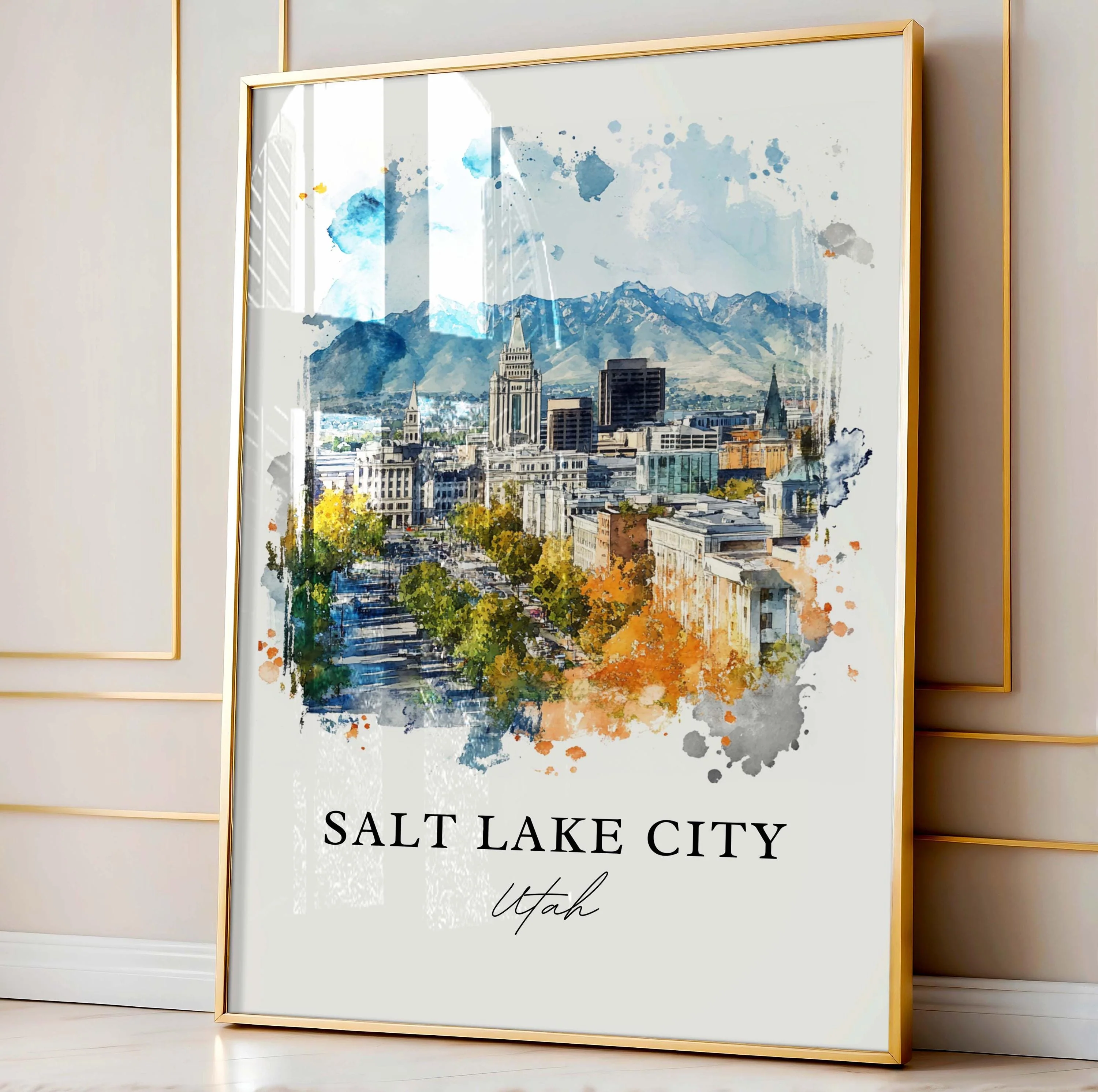 Salt Lake City, USA – Watercolor Art Print - Image 6