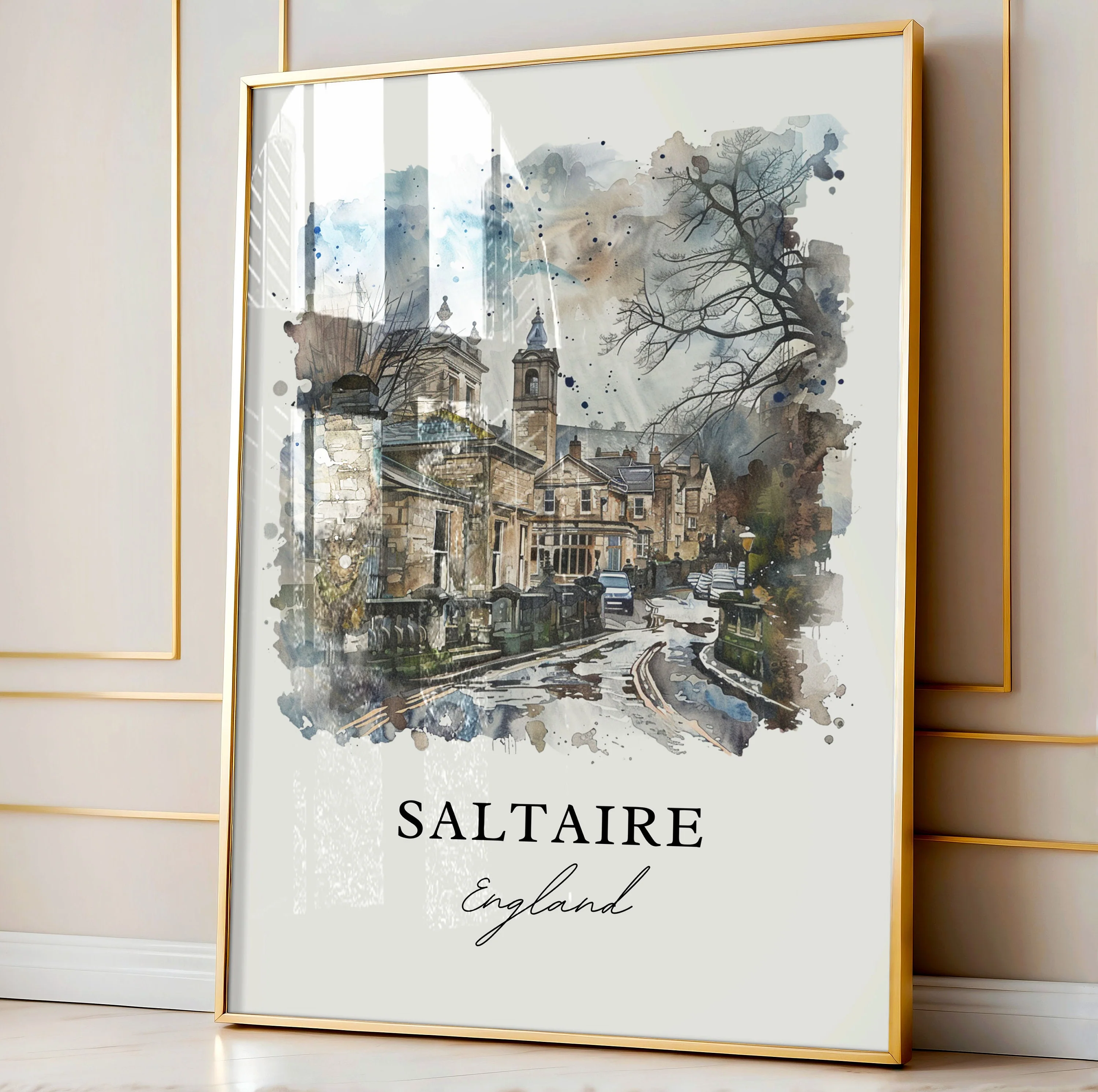Saltaire, UK – Watercolor Art Print - Image 4