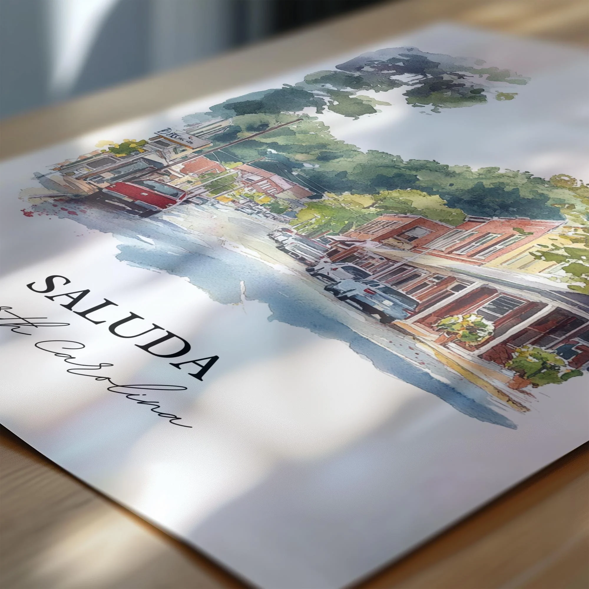 Saluda, NC, USA – Watercolor Art Print - Image 2