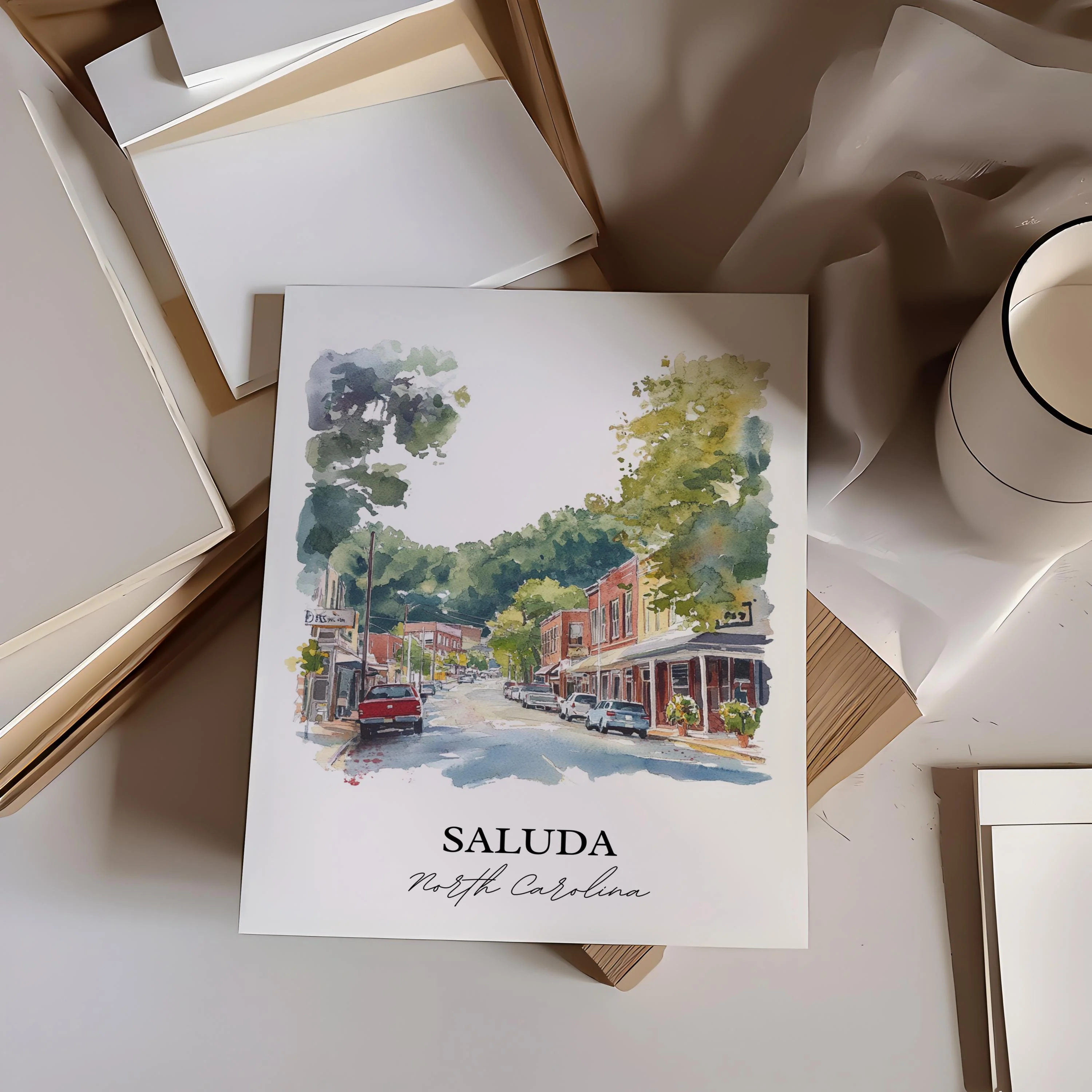 Saluda, NC, USA – Watercolor Art Print - Image 6