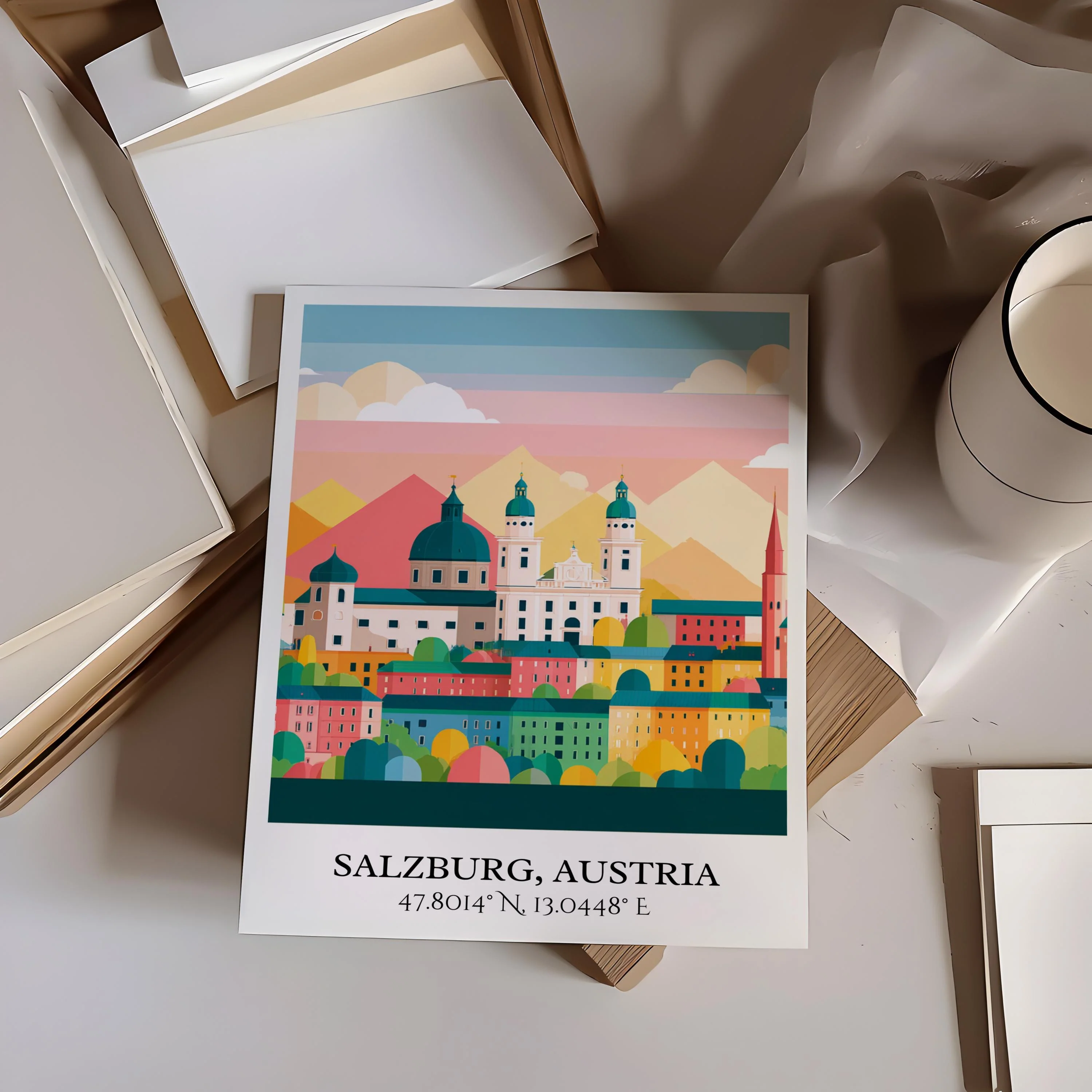 Salzburg, Austria – Watercolor Art Print - Image 4