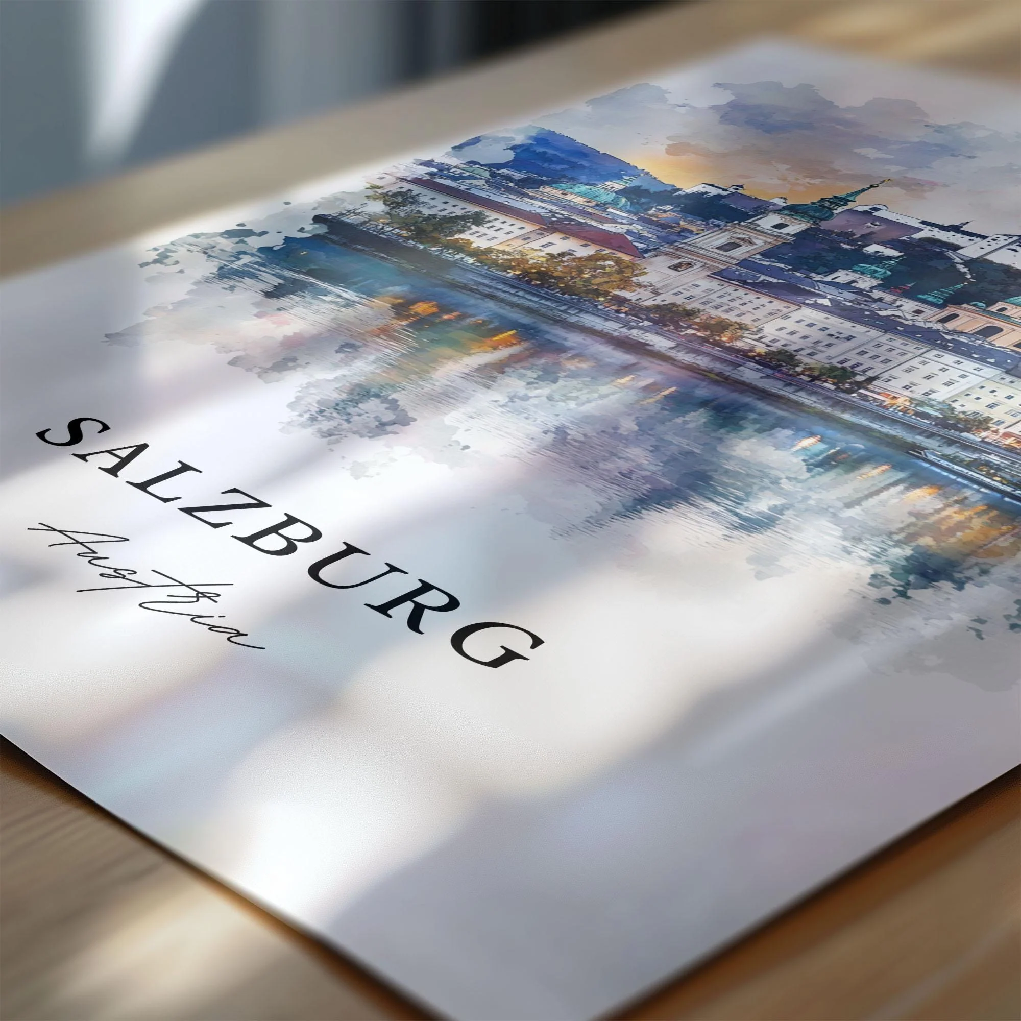 Salzburg, Austria – Watercolor Art Print - Image 2