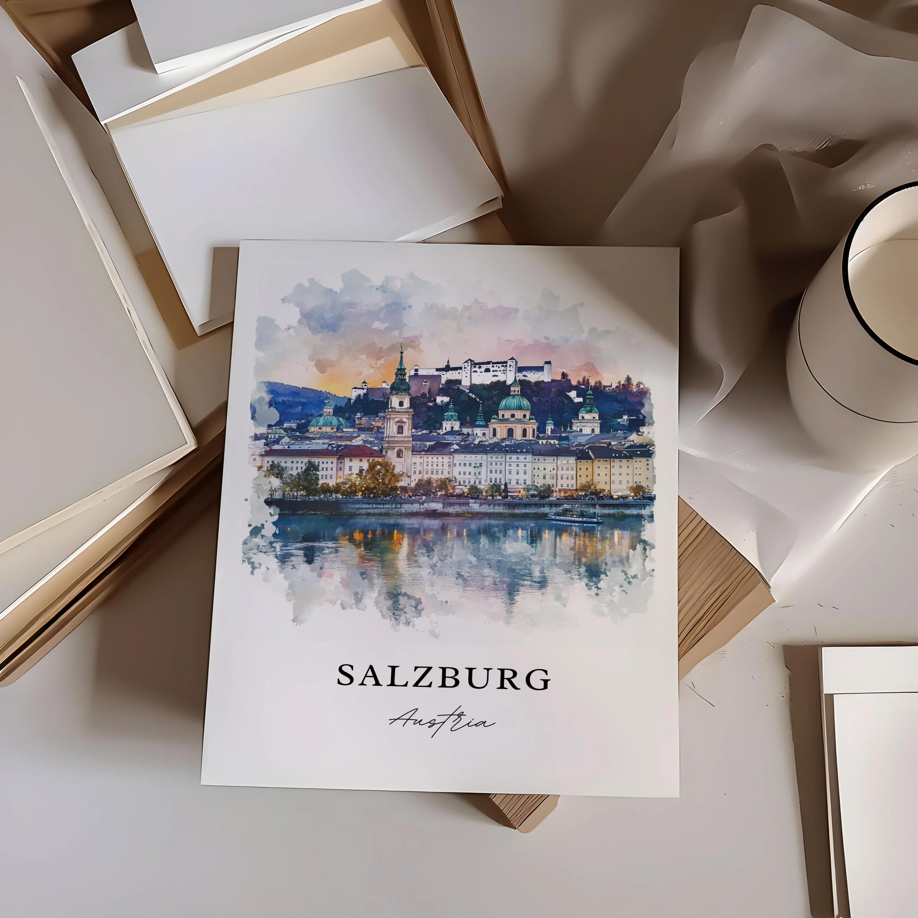 Salzburg, Austria – Watercolor Art Print - Image 3