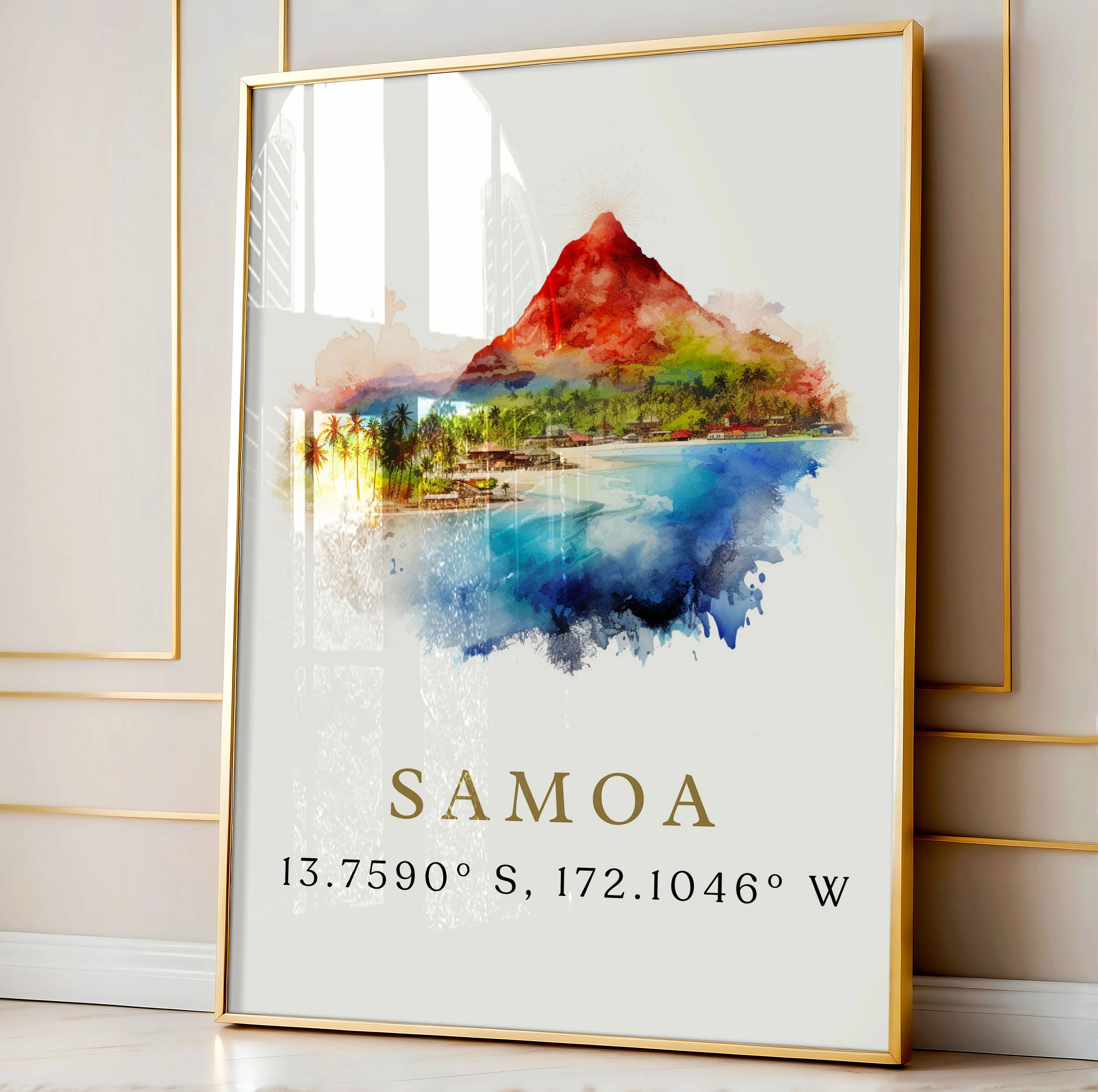 Samoa, Samoa – Watercolor Art Print with Coordinates and Custom Text - Image 4