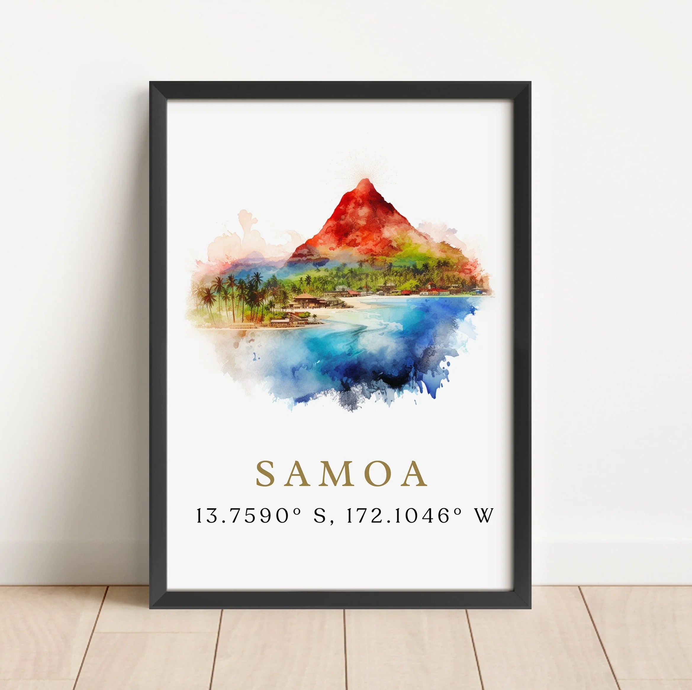 Samoa, Samoa – Watercolor Art Print with Coordinates and Custom Text - Image 5