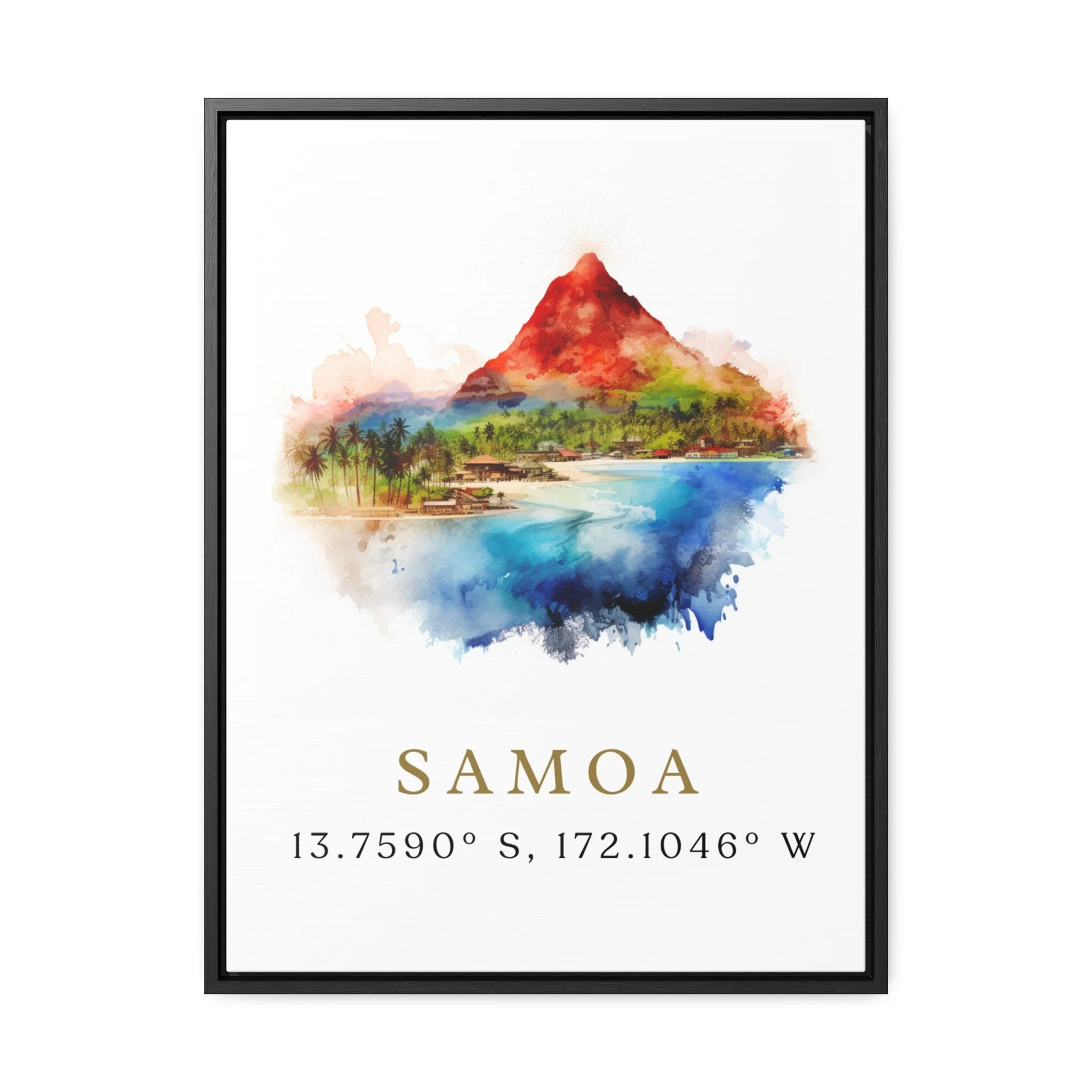 Samoa, Samoa – Watercolor Art Print with Coordinates and Custom Text - Image 6