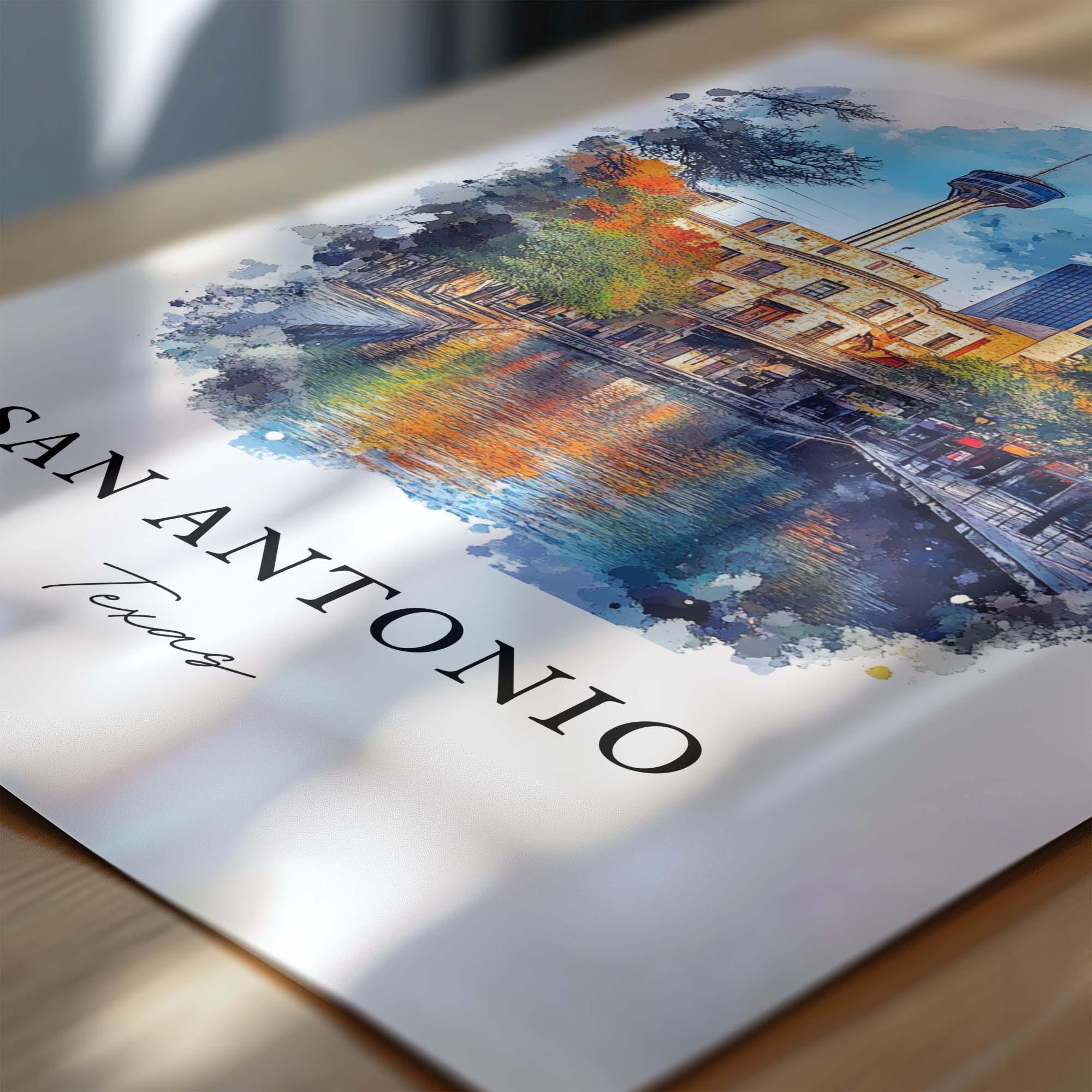 San Antonio, USA – Watercolor Art Print - Image 2