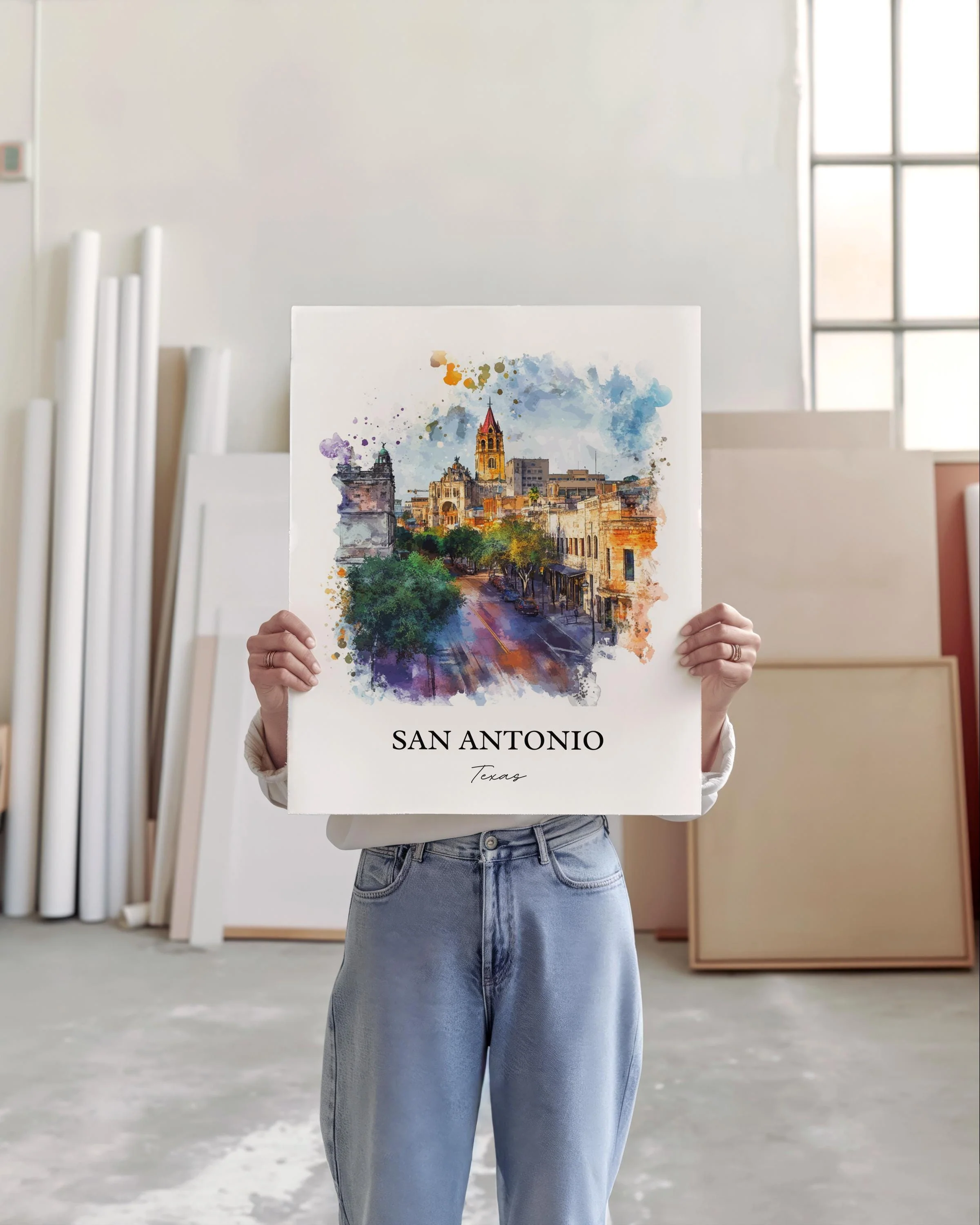 San Antonio, TX, USA – Watercolor Art Print - Image 4