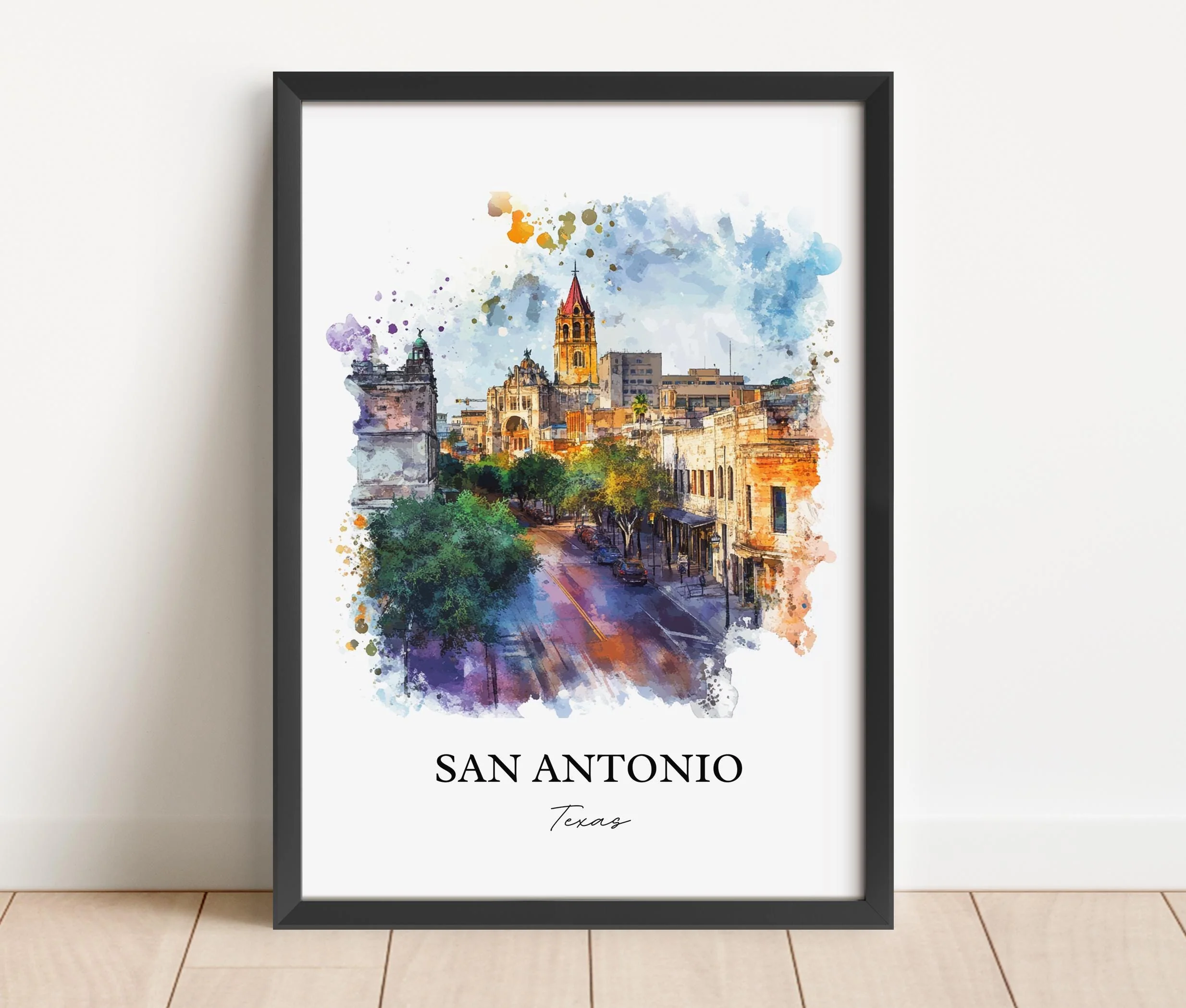 San Antonio, TX, USA – Watercolor Art Print - Image 6