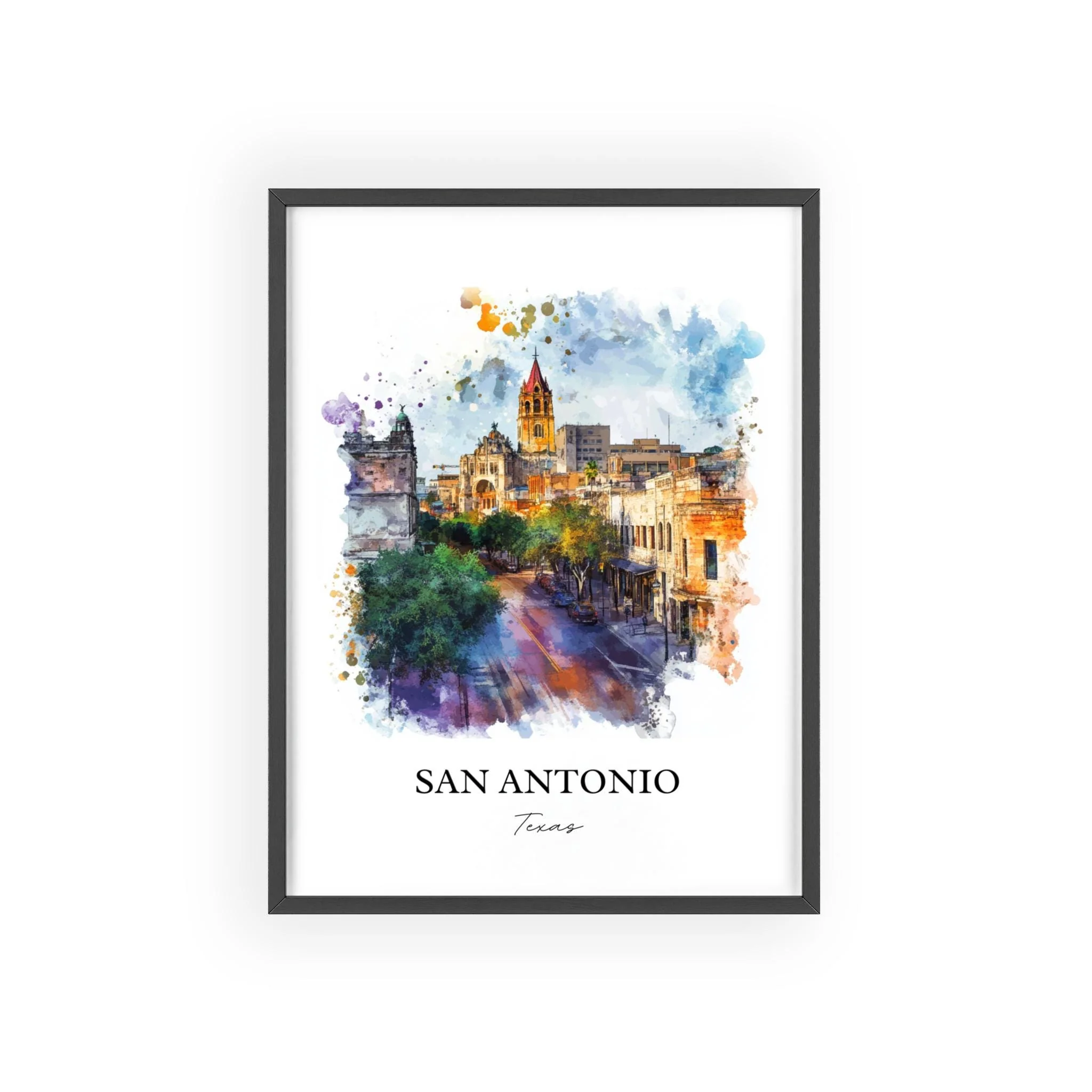 San Antonio, TX, USA – Watercolor Art Print - Image 7