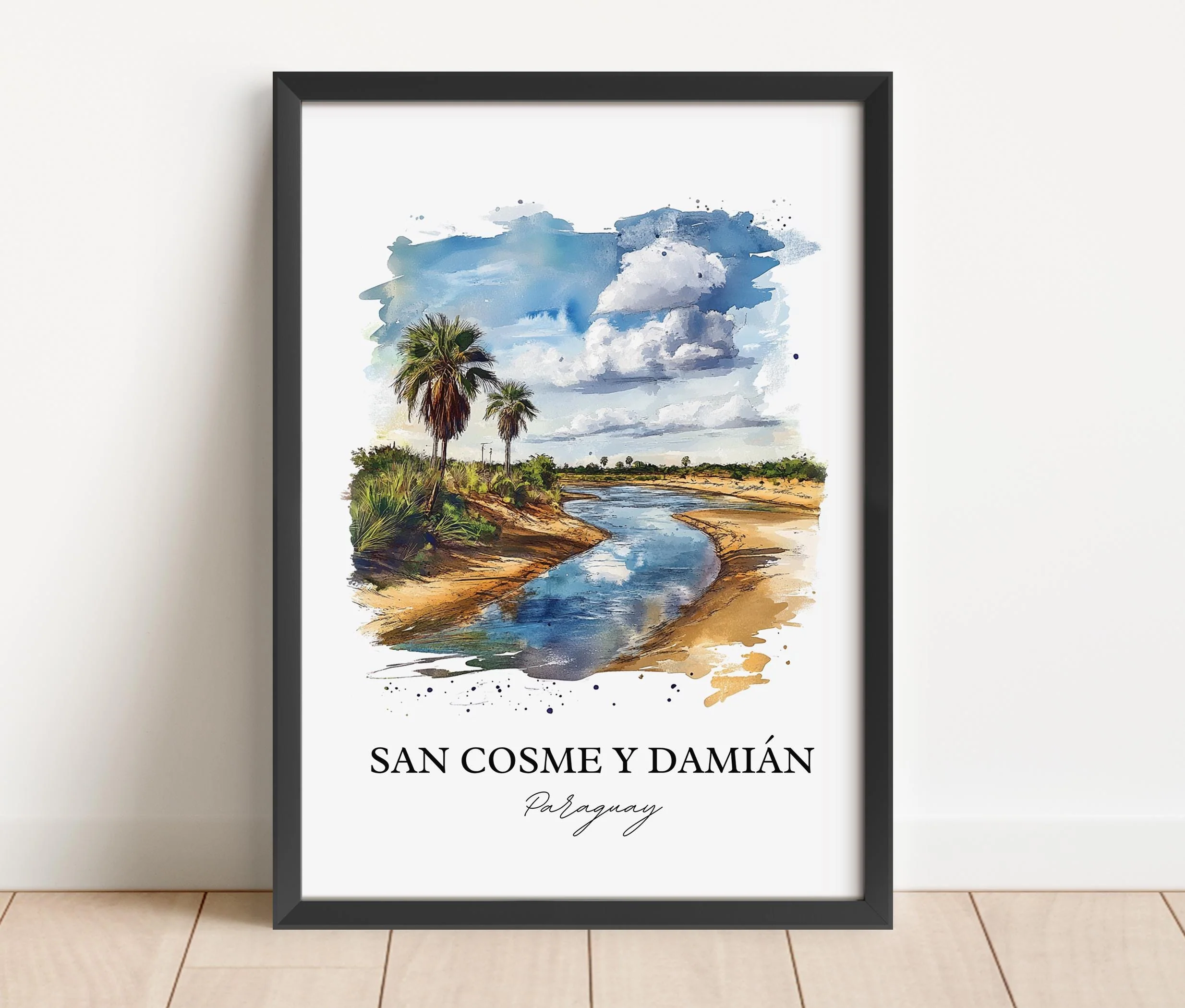 San Cosme y Damián, Paraguay – Watercolor Art Print - Image 6