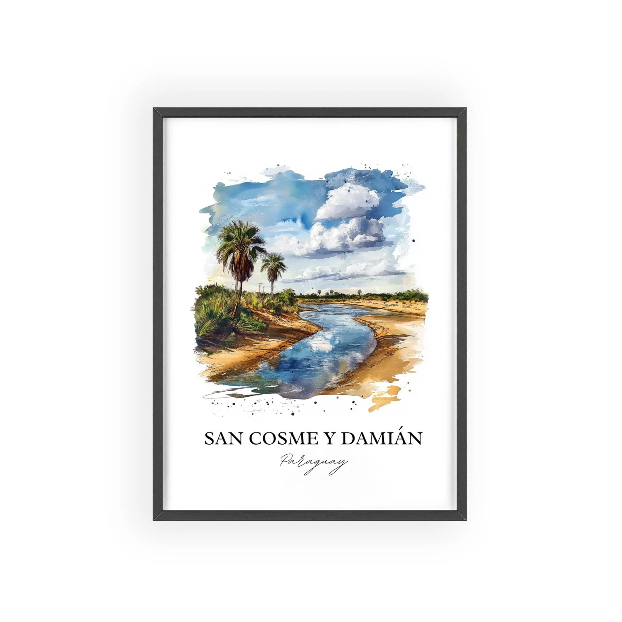 San Cosme y Damián, Paraguay – Watercolor Art Print - Image 7