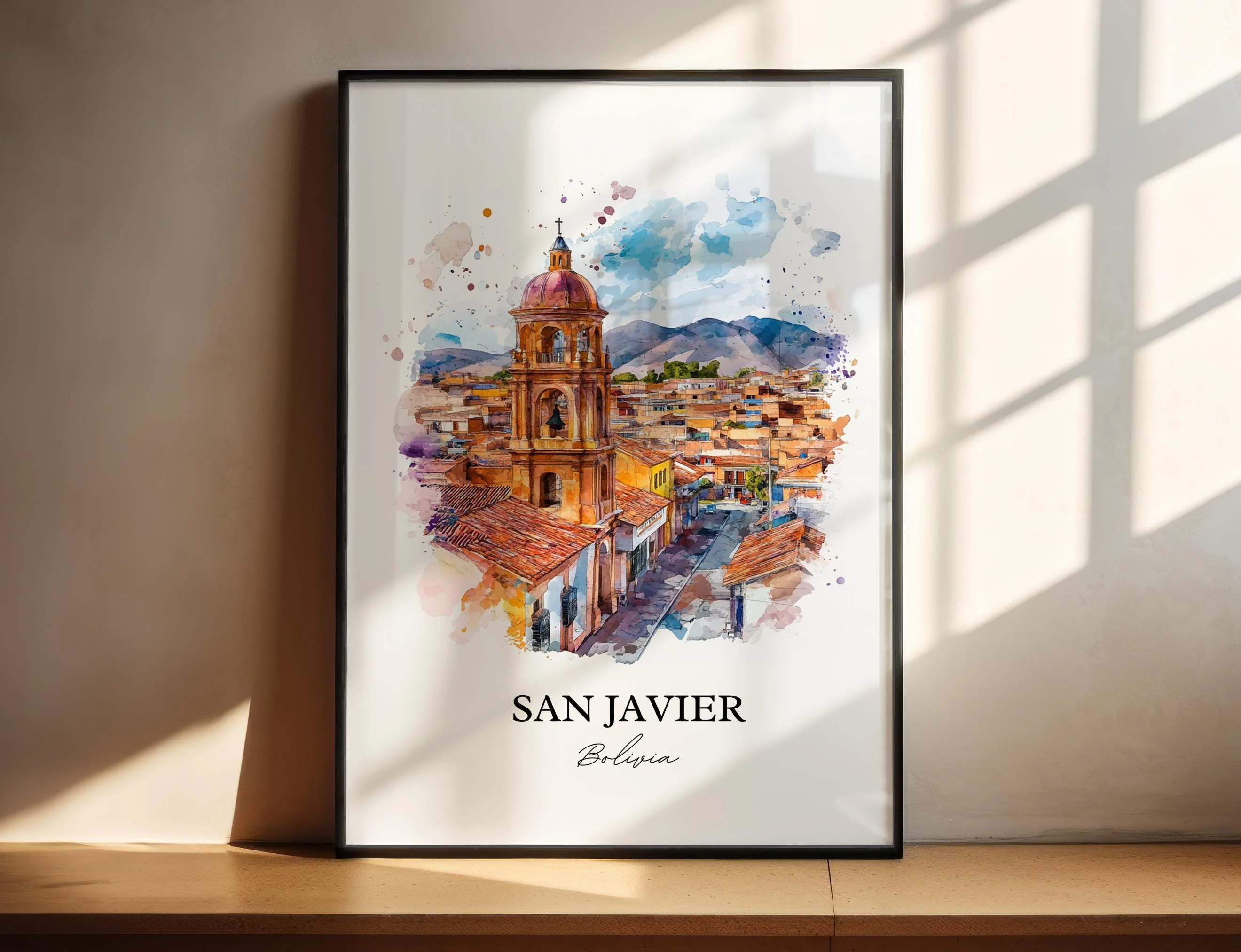 San Javier, Bolivia – Watercolor Art Print
