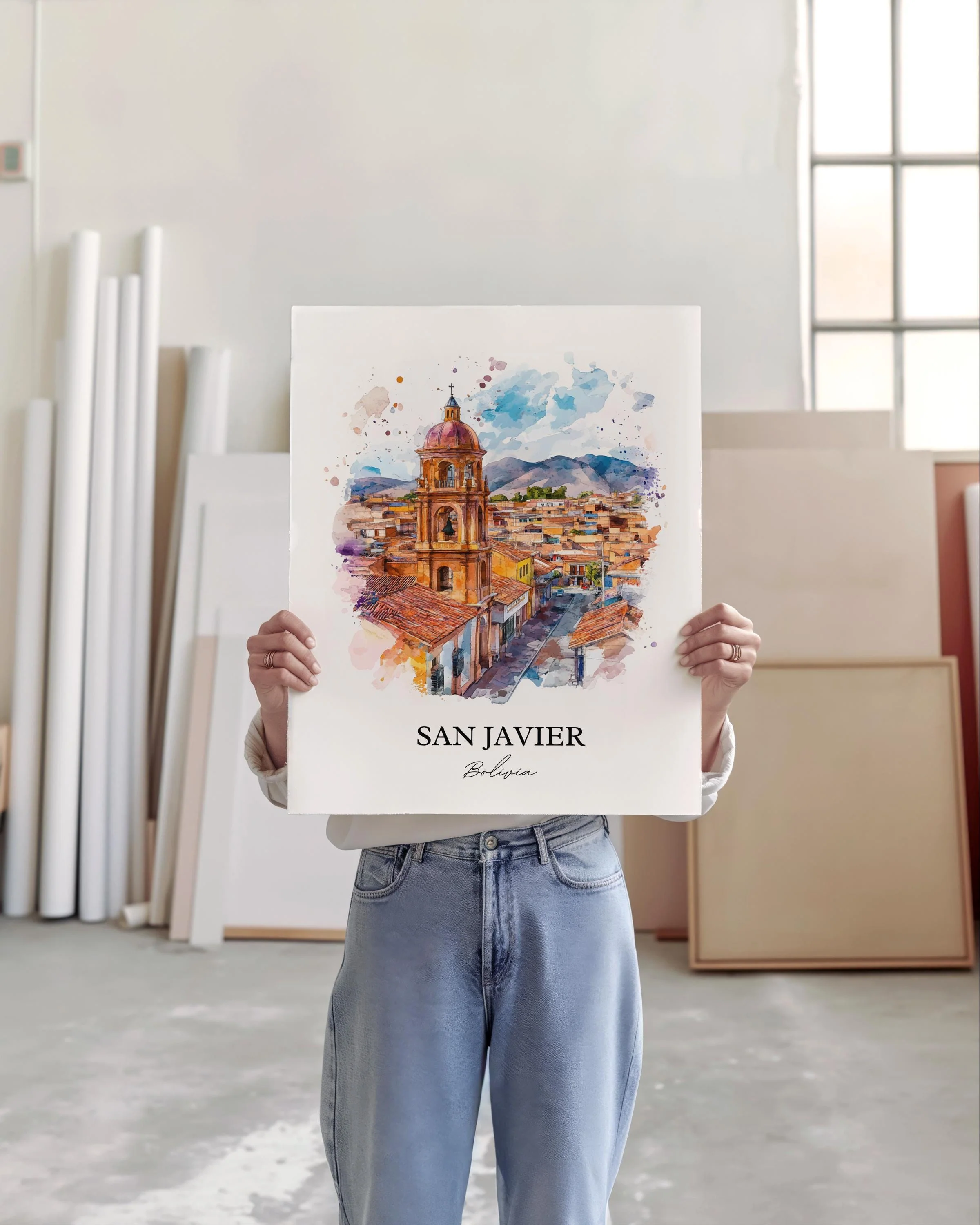 San Javier, Bolivia – Watercolor Art Print - Image 2