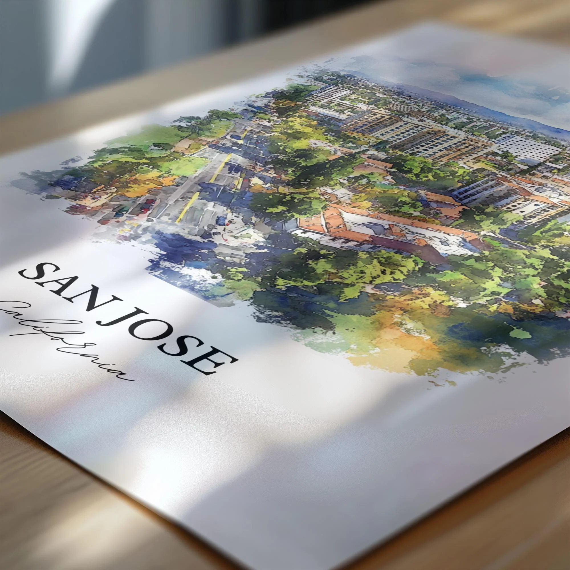 San Jose, USA – Watercolor Art Print - Image 2