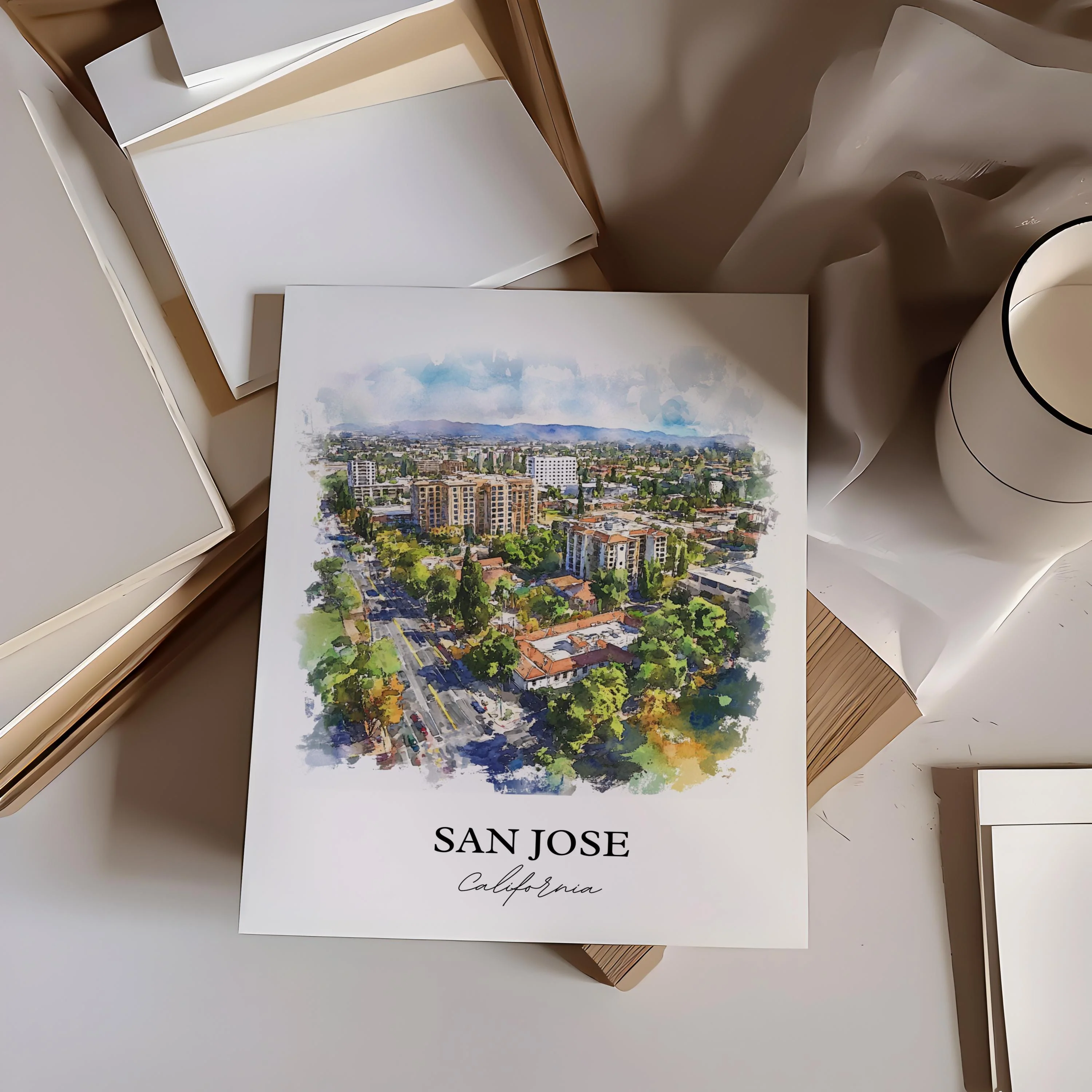 San Jose, USA – Watercolor Art Print - Image 6