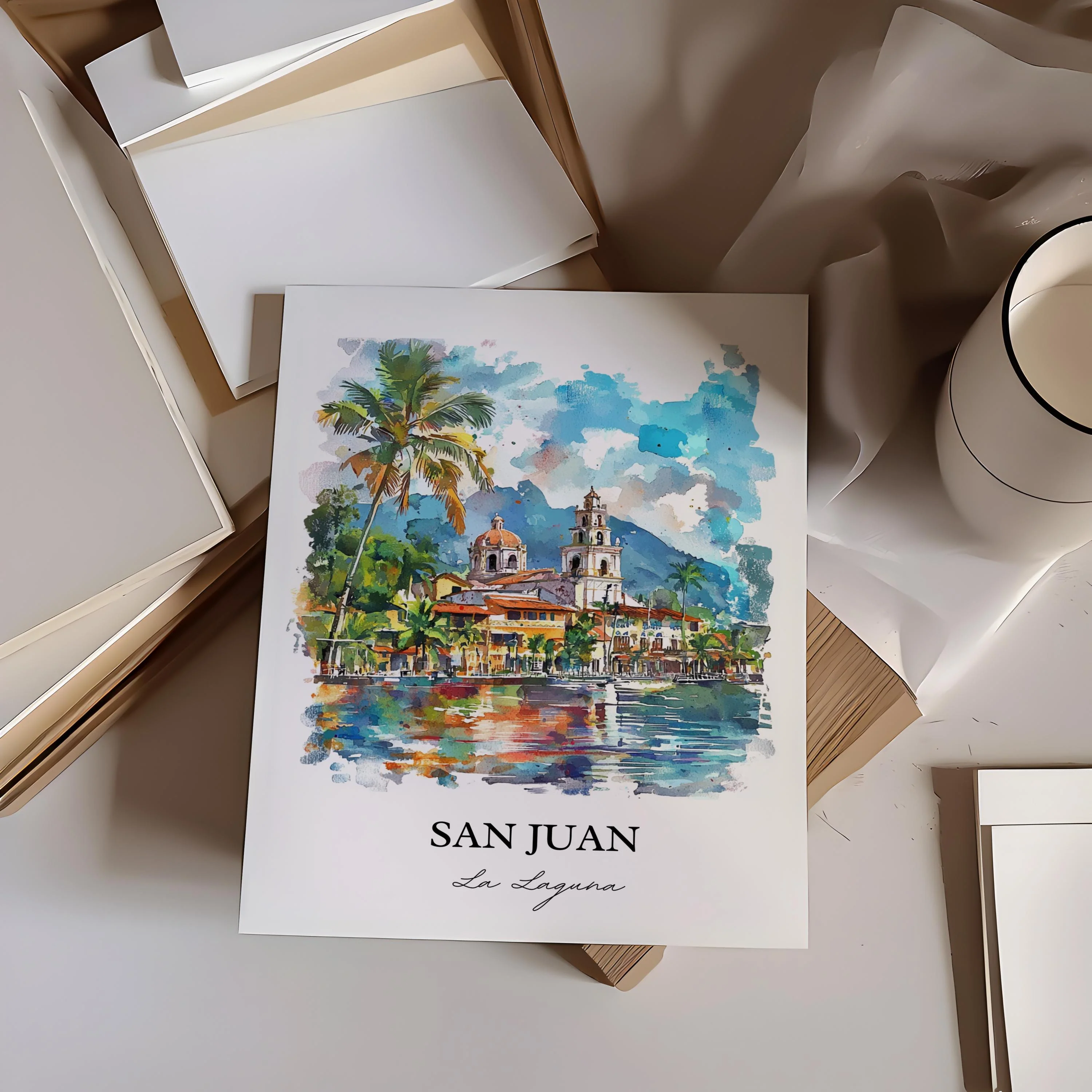San Juan La Laguna, Guatemala – Watercolor Art Print - Image 5