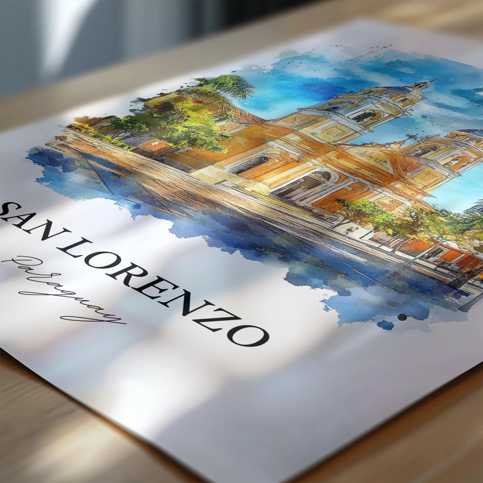 San Lorenzo, Paraguay – Watercolor Art Print - Image 2