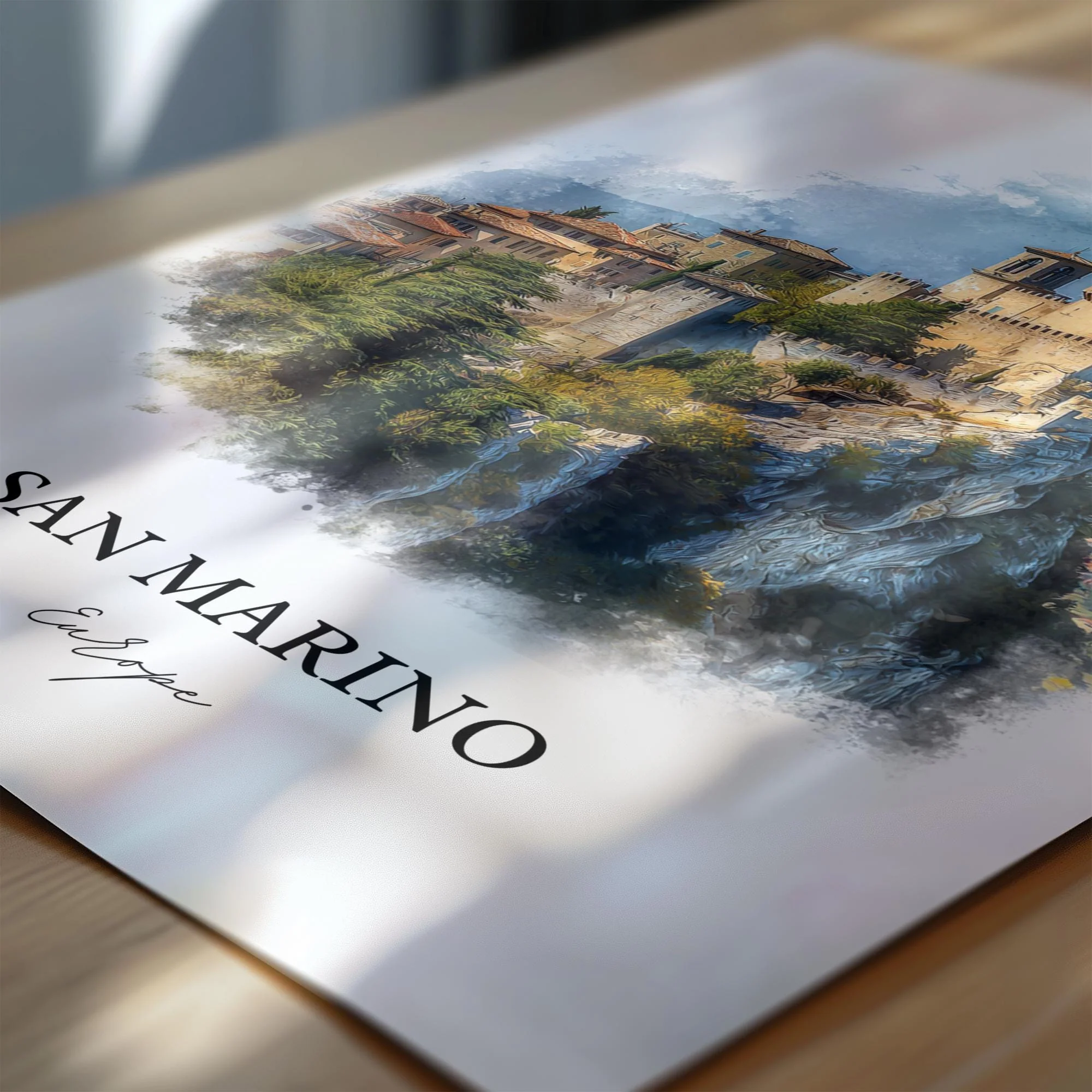 San Marino, San Marino – Watercolor Art Print - Image 2
