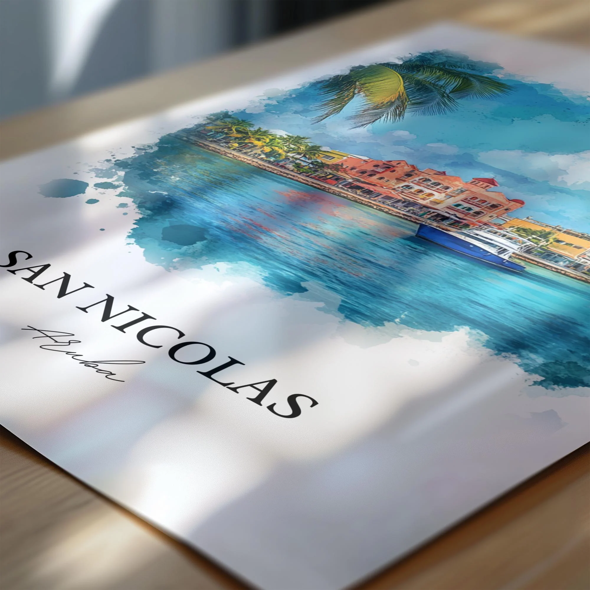 San Nicolas, Aruba – Watercolor Art Print - Image 2