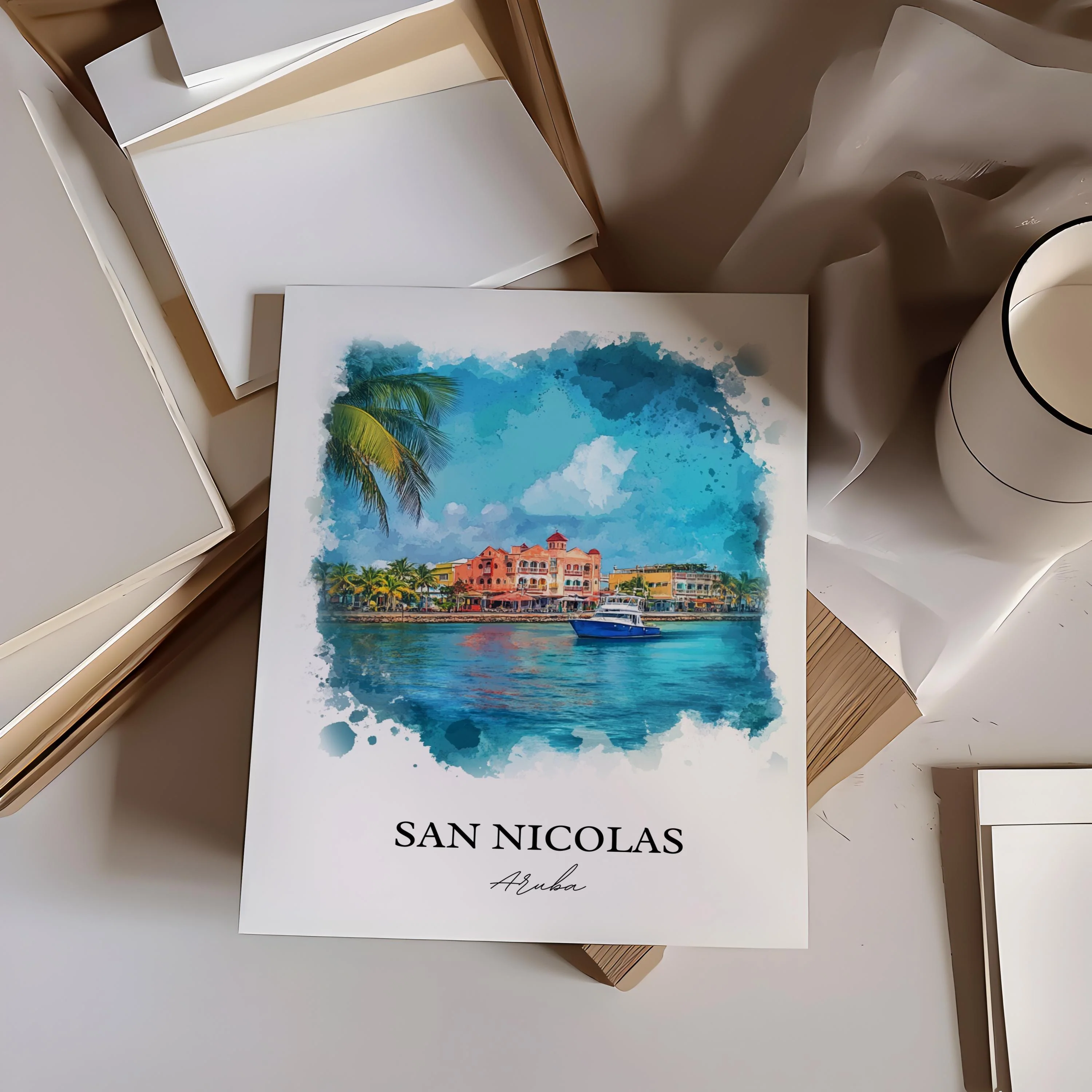 San Nicolas, Aruba – Watercolor Art Print - Image 6