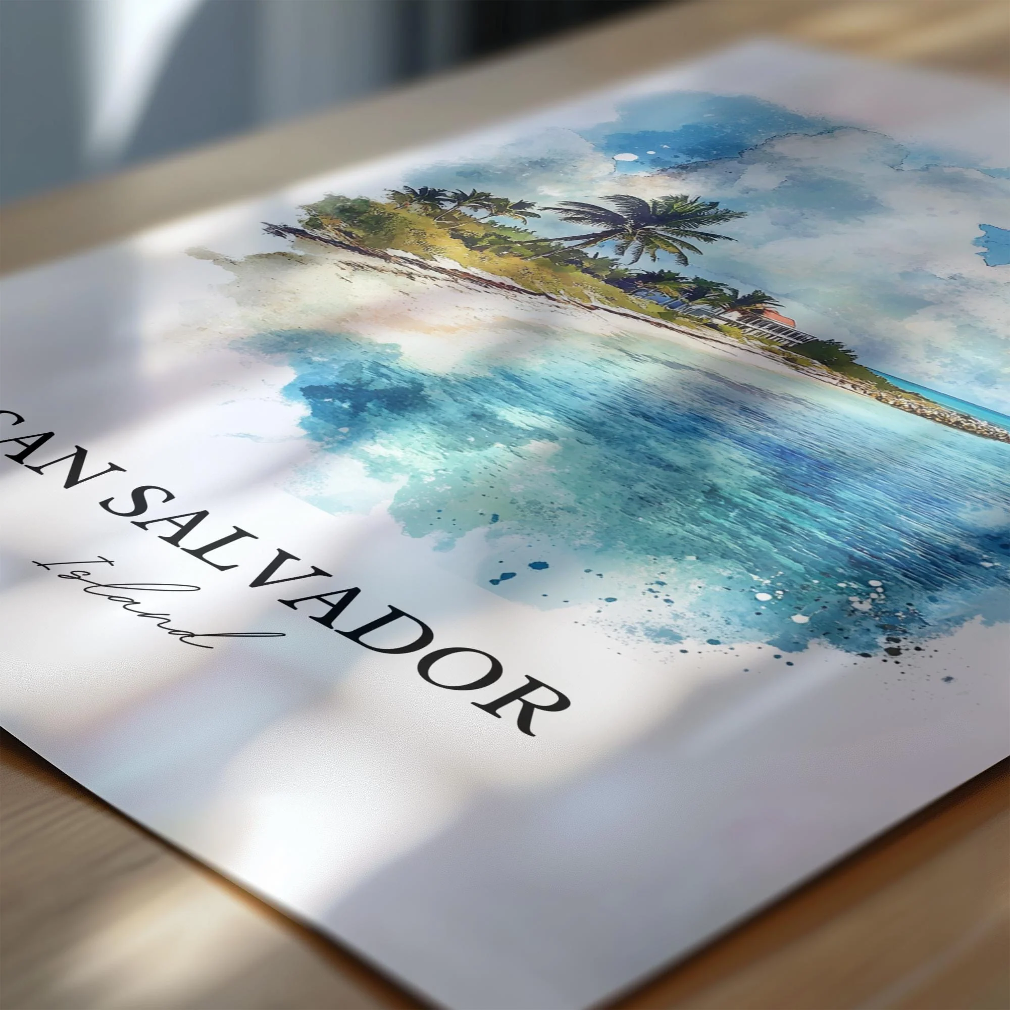 San Salvador Island, Bahamas – Watercolor Art Print - Image 2