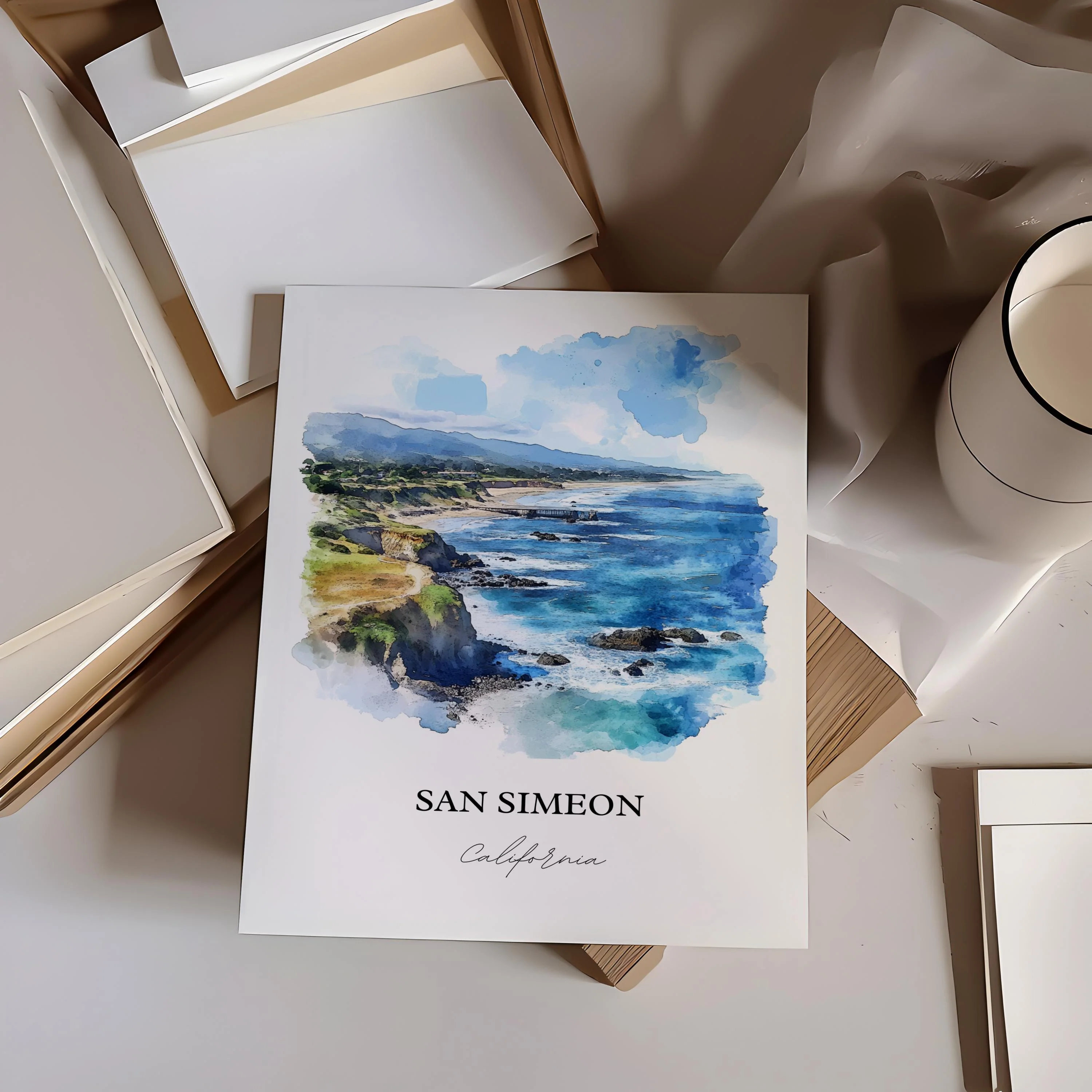 San Simeon, California – Watercolor Art Print - Image 4