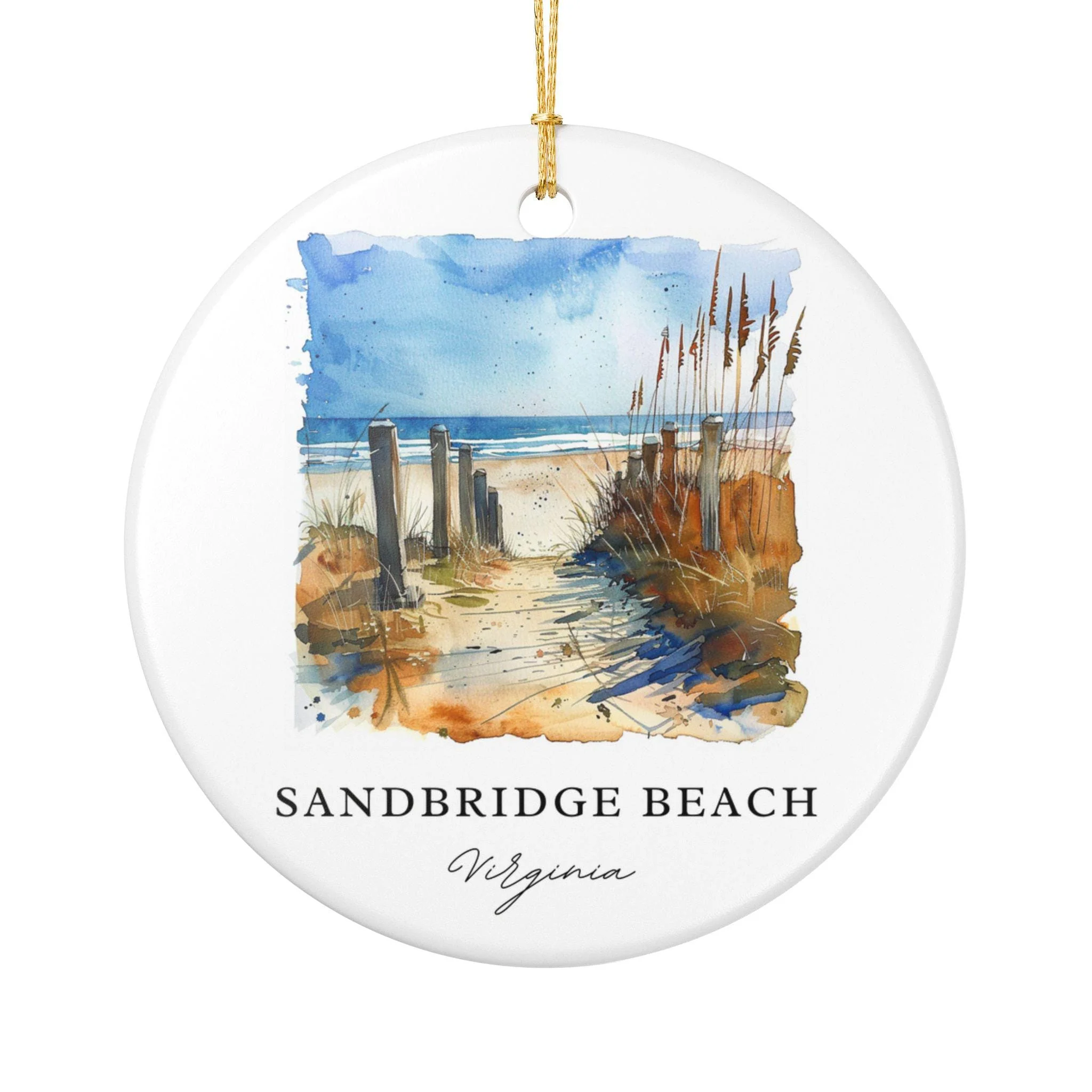 Sandbridge Beach Ornament: Unique Sandbridge Beach Souvenir, Sandbridge Beach Xmas Decor, and Authentic Virginia Gift