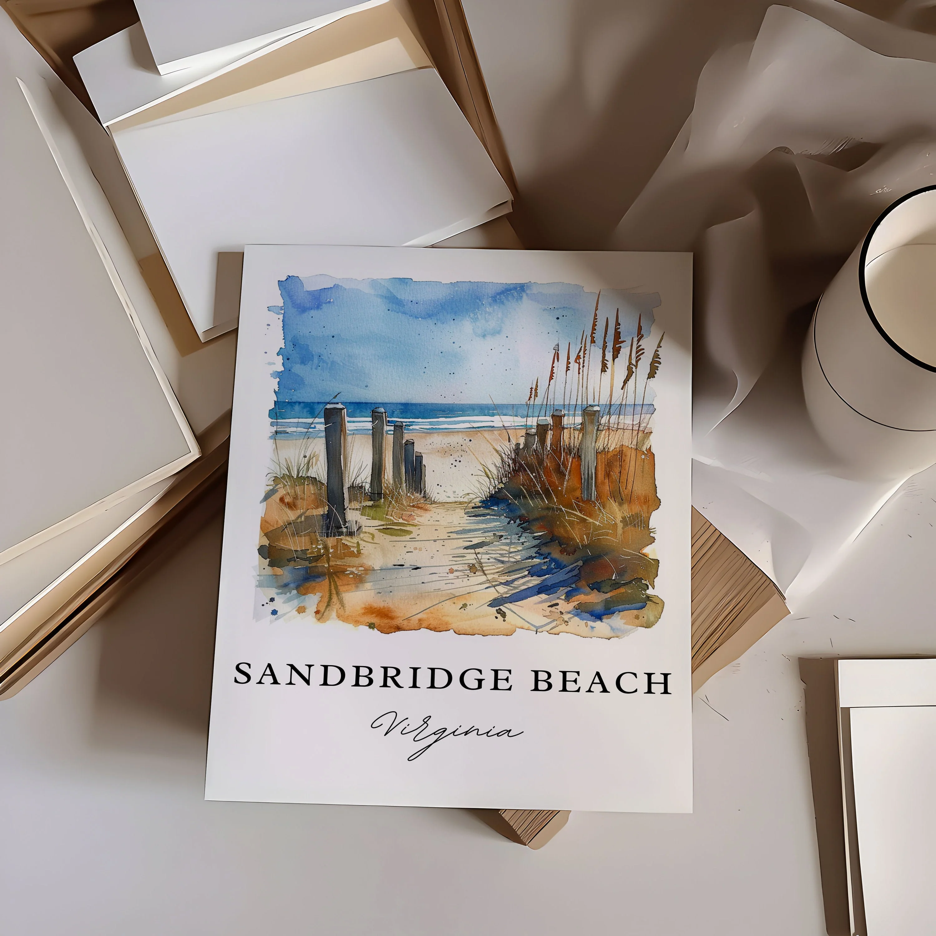 Sandbridge Beach, Virginia – Watercolor Art Print - Image 2