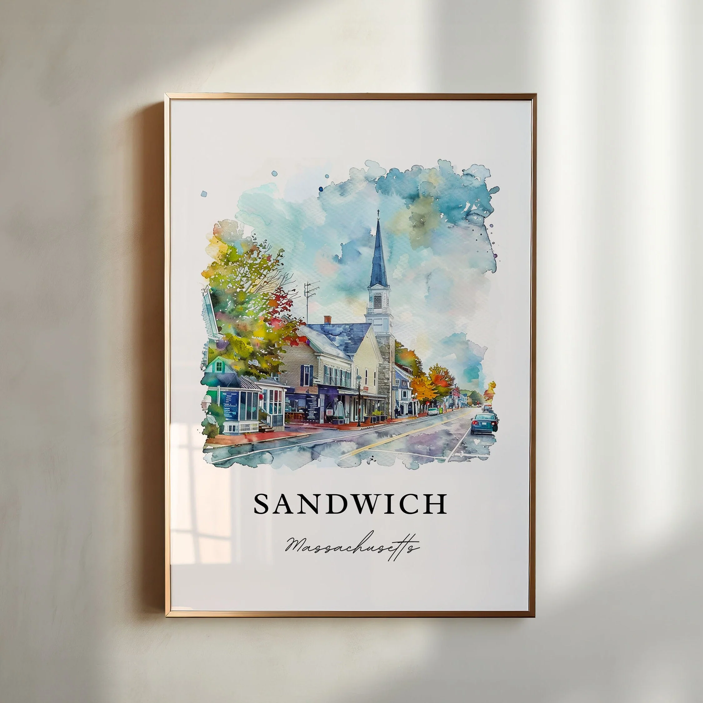 Sandwich, Massachusetts, Massachusetts – Watercolor Art Print