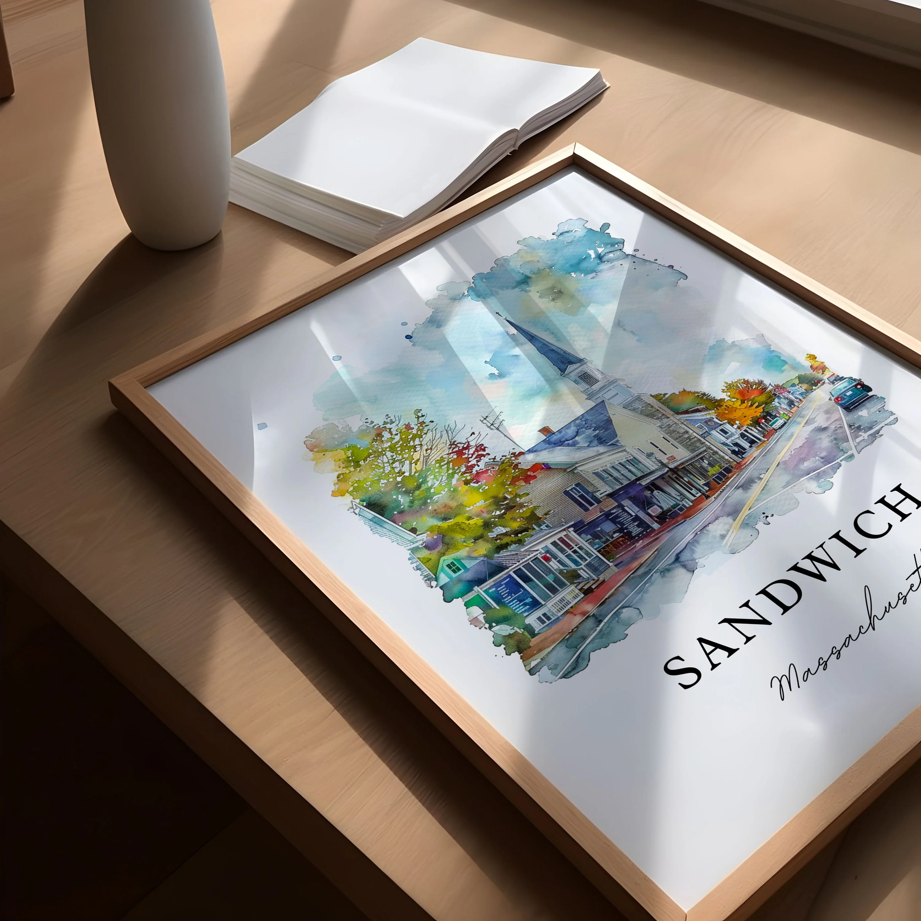 Sandwich, Massachusetts, Massachusetts – Watercolor Art Print - Image 3