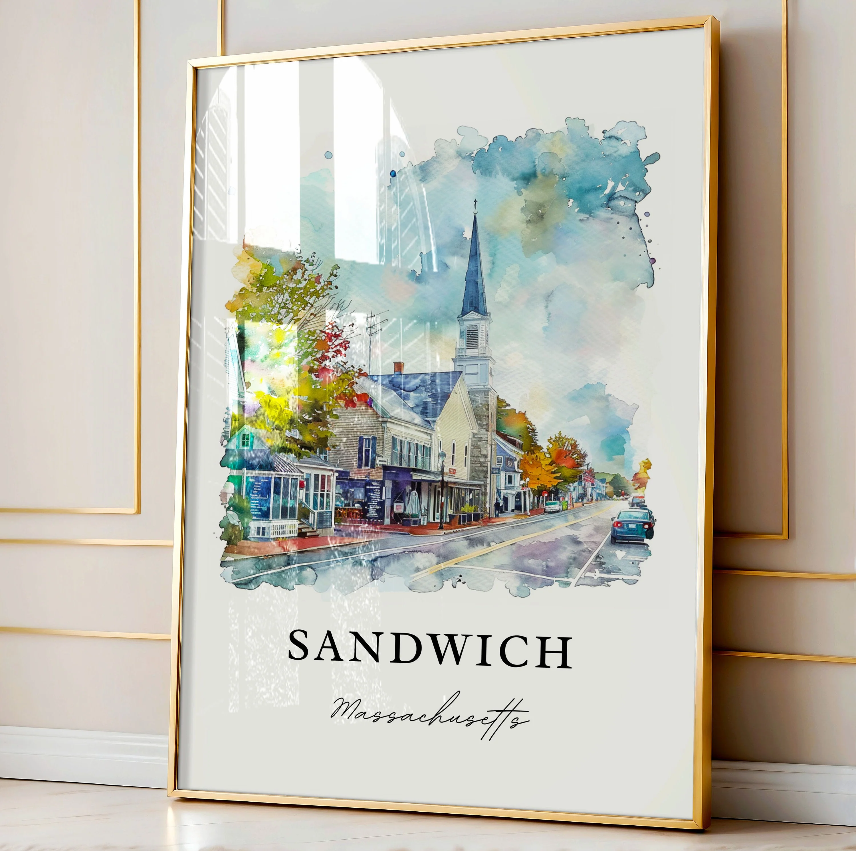 Sandwich, Massachusetts, Massachusetts – Watercolor Art Print - Image 4