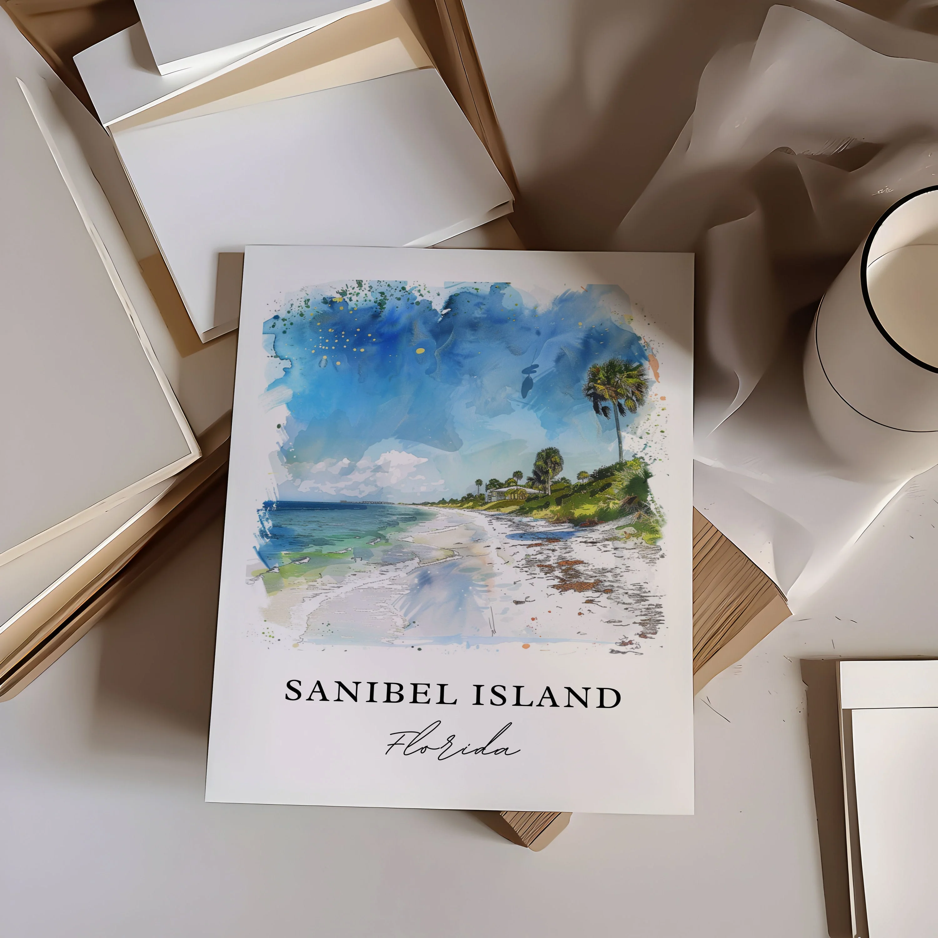 Sanibel Island, USA – Watercolor Art Print - Image 3
