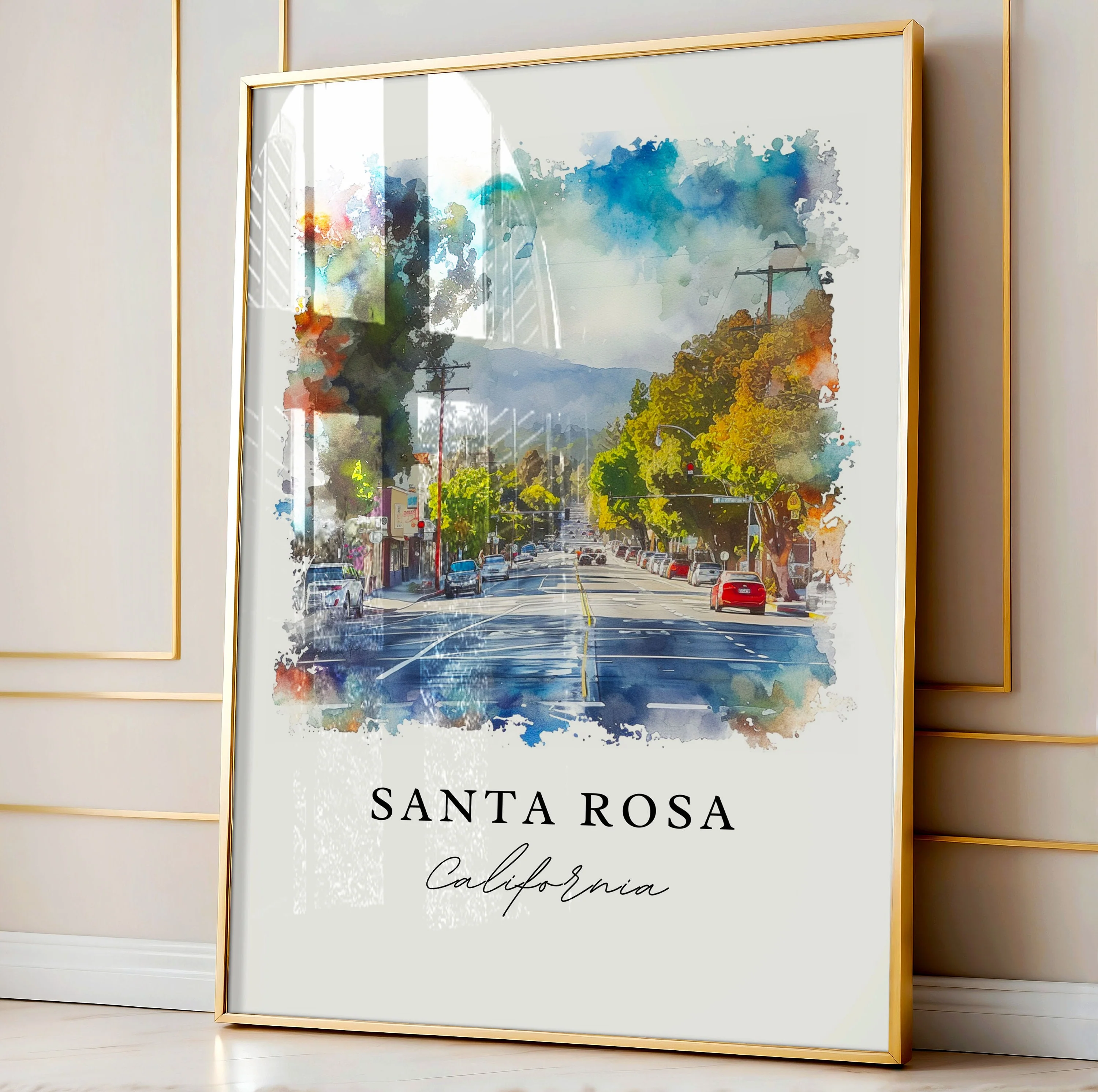 Santa Rosa, California Watercolor Art Print - Image 4