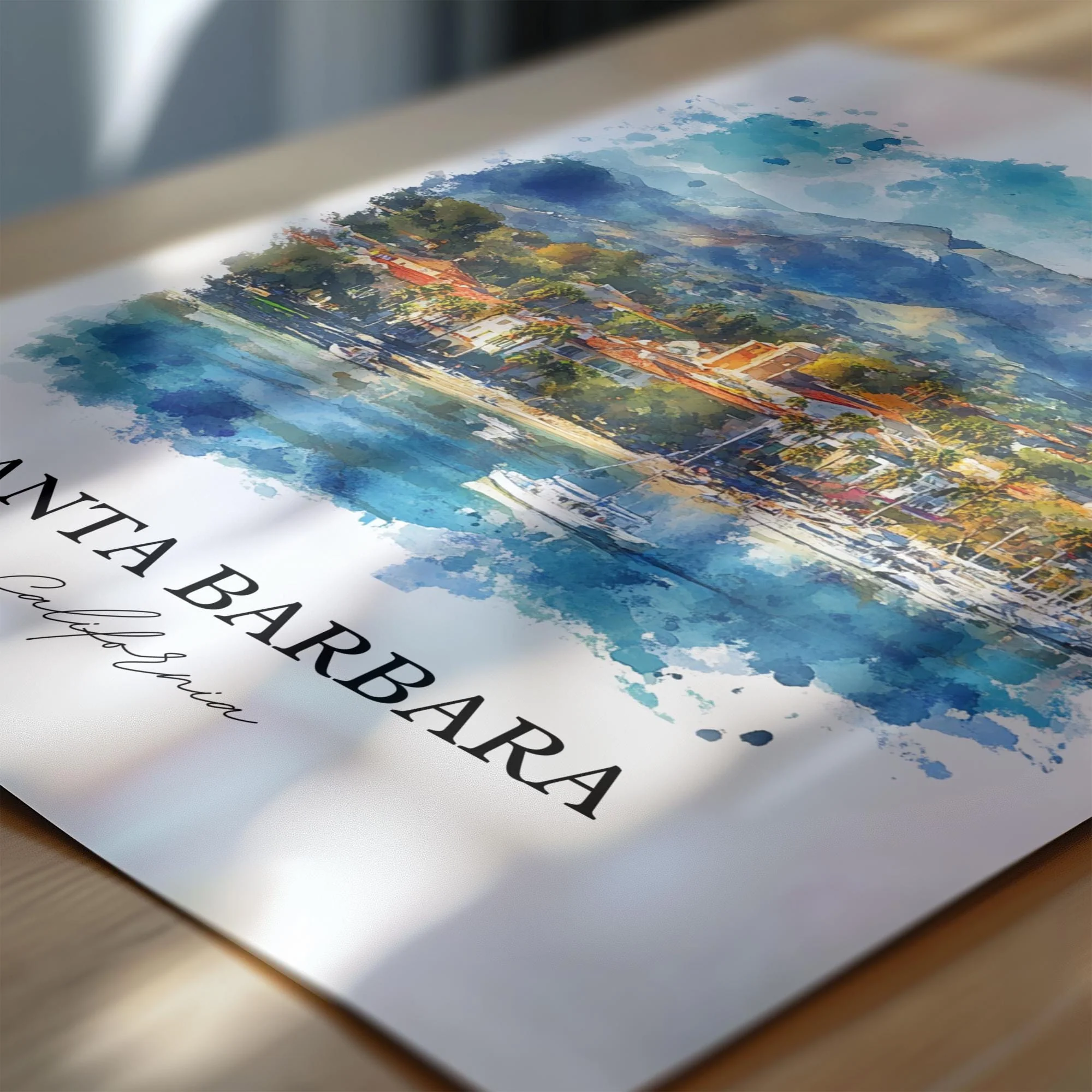 Santa Barbara, USA – Watercolor Art Print - Image 2