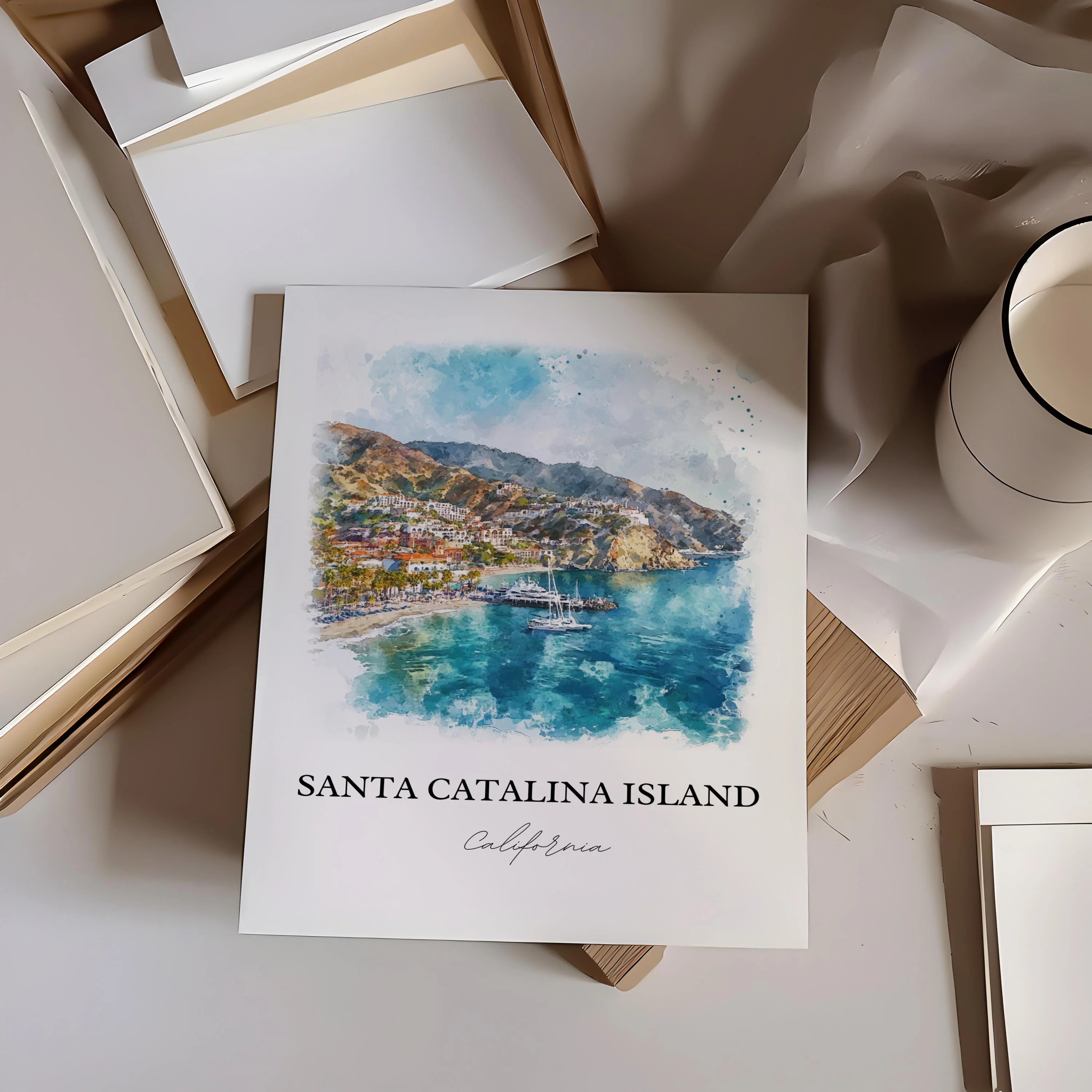 Santa Catalina, USA – Watercolor Art Print - Image 5