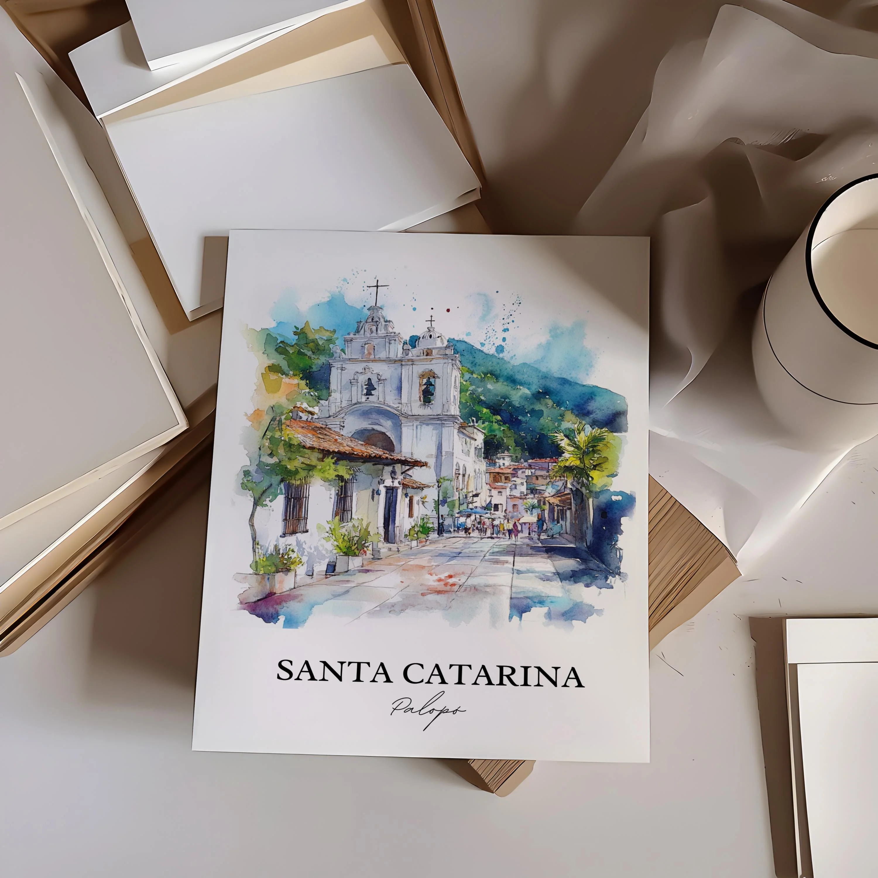 Santa Catarina Palopó, Guatemala – Watercolor Art Print - Image 6