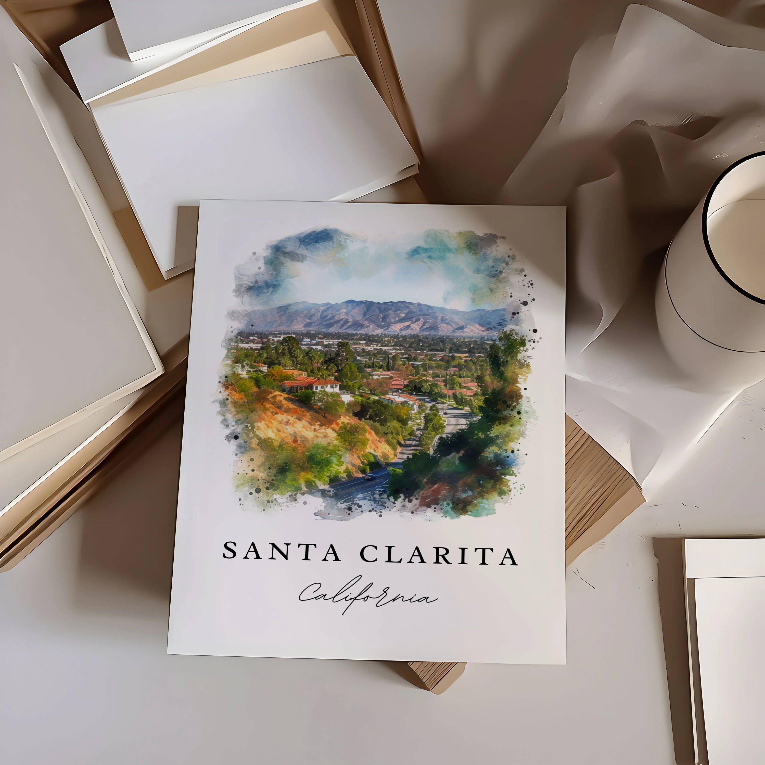 Santa Clarita, California – Watercolor Art Print - Image 2