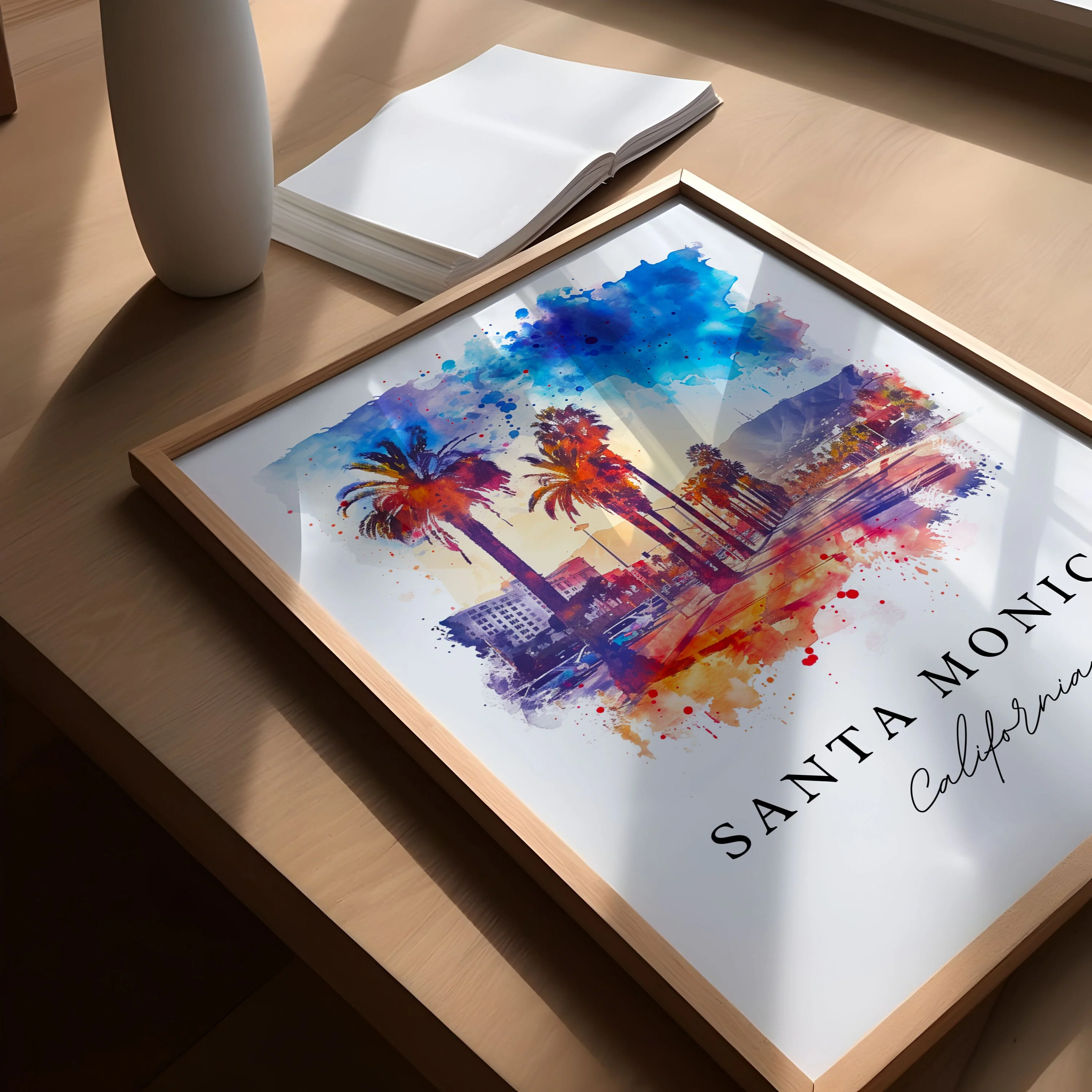 Santa Monica, California – Watercolor Art Print - Image 3