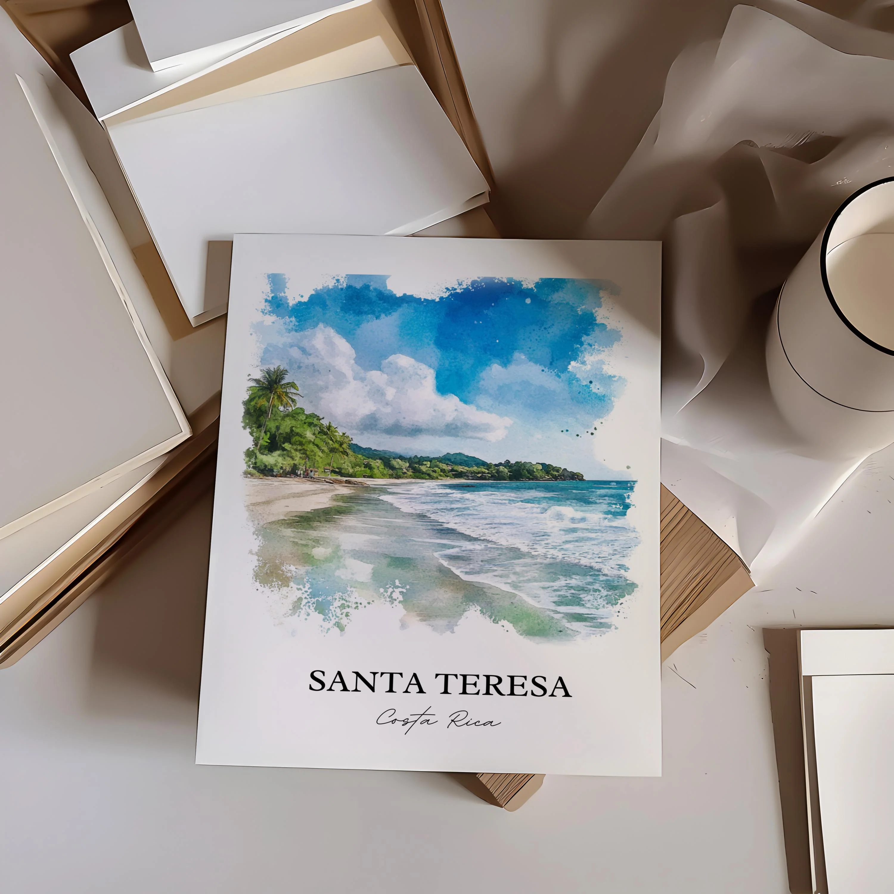 Santa Teresa, Costa Rica – Watercolor Art Print - Image 4