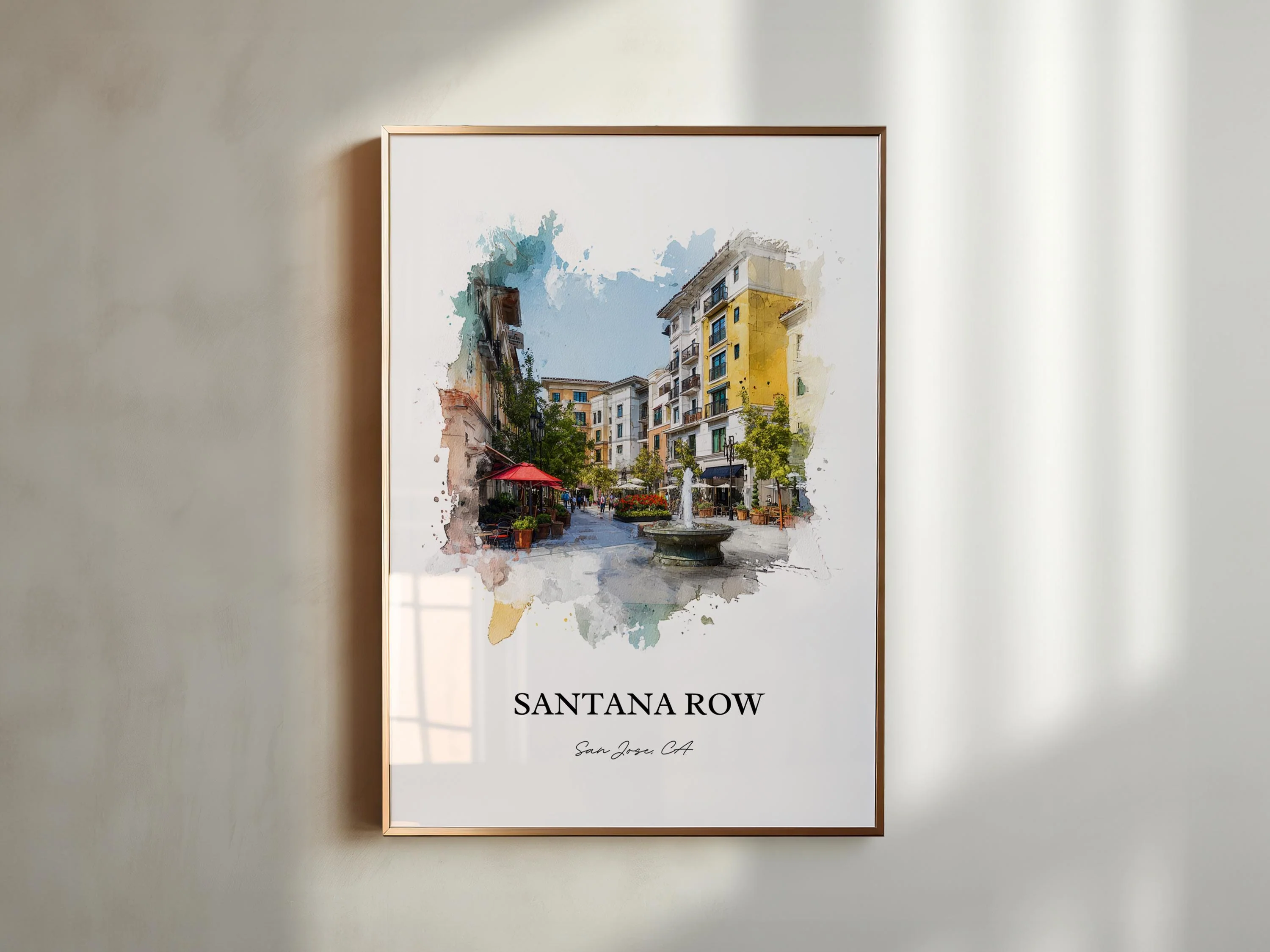 Santana Row, California – Watercolor Art Print - Image 6