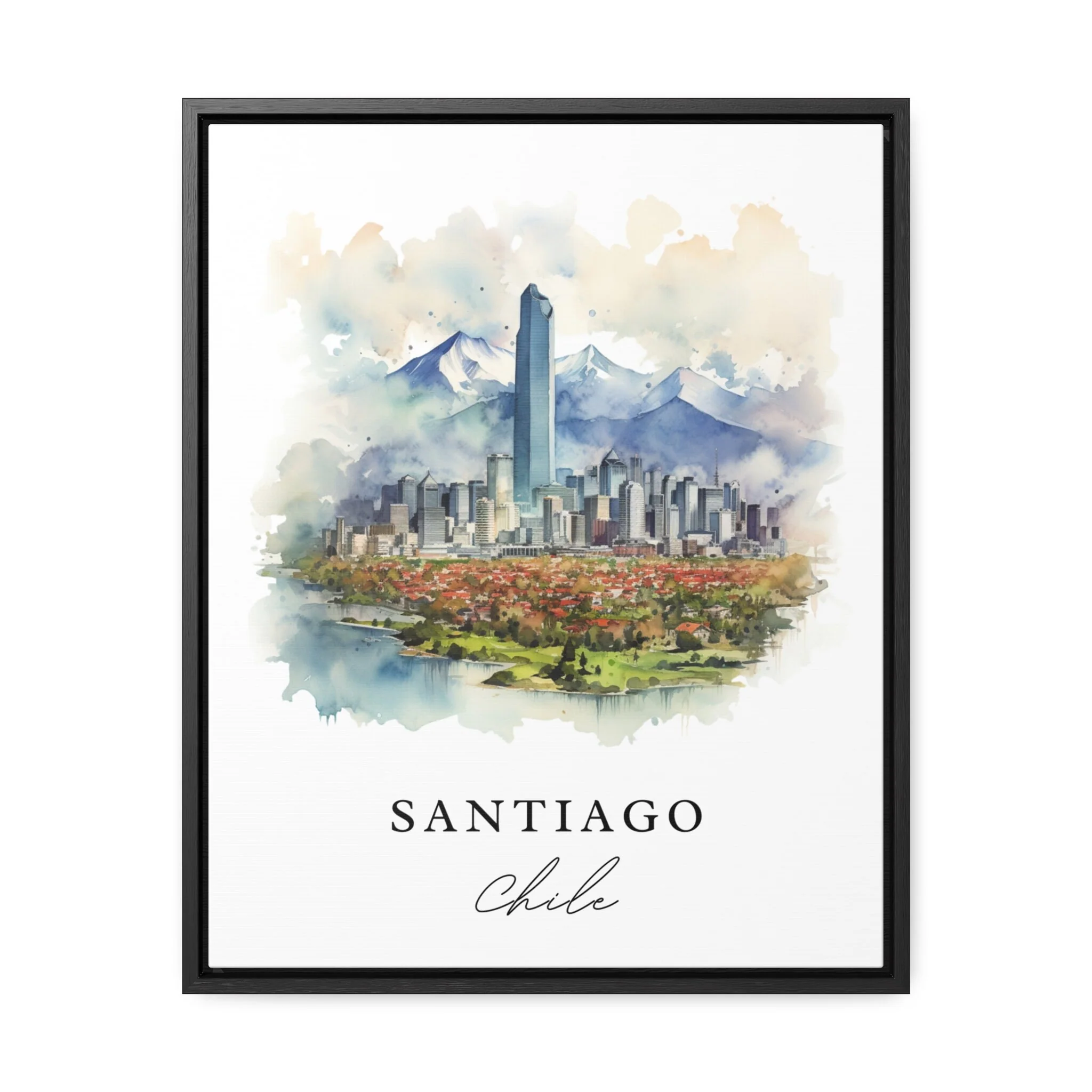 Santiago, Chile – Watercolor Art Print - Image 2