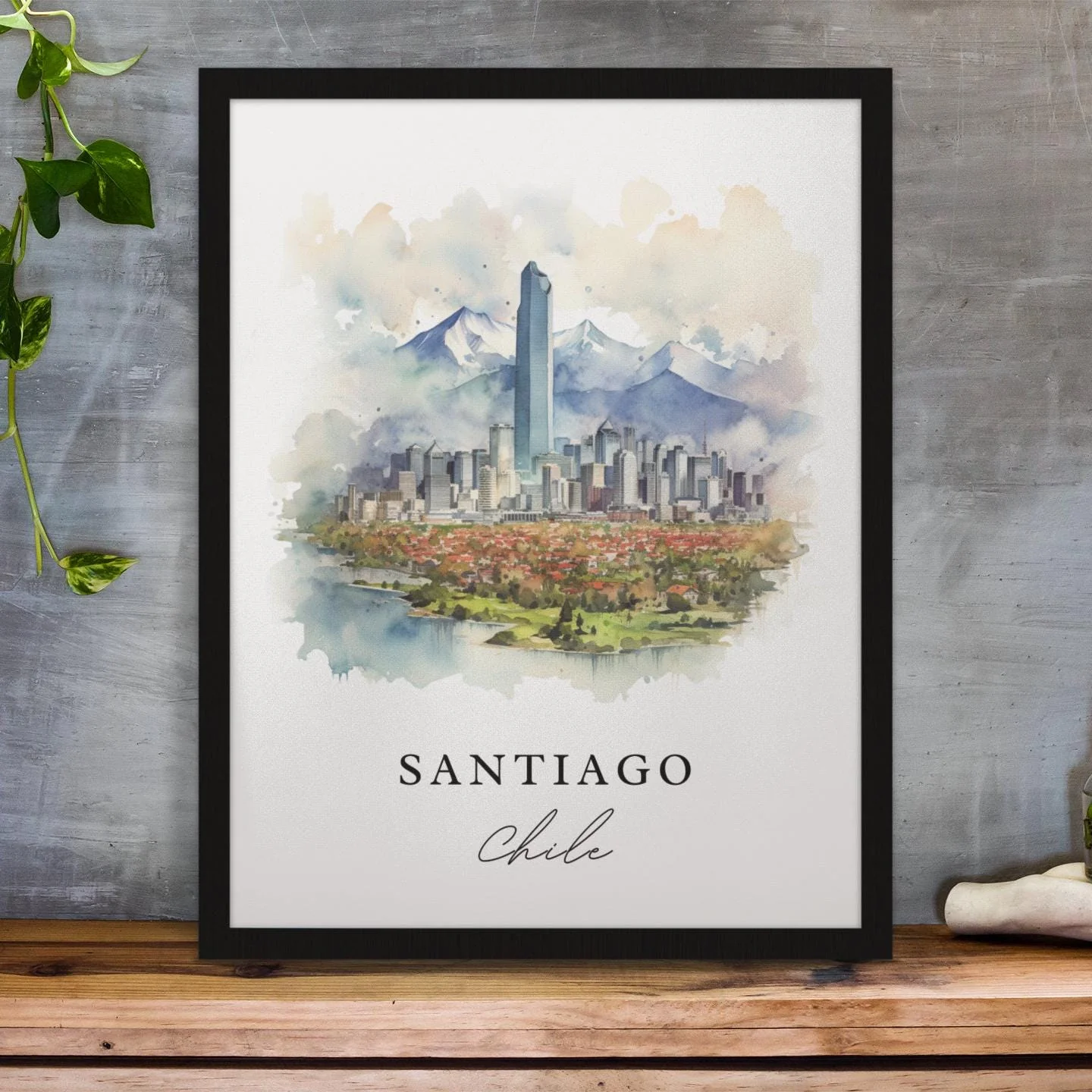 Santiago, Chile – Watercolor Art Print - Image 2
