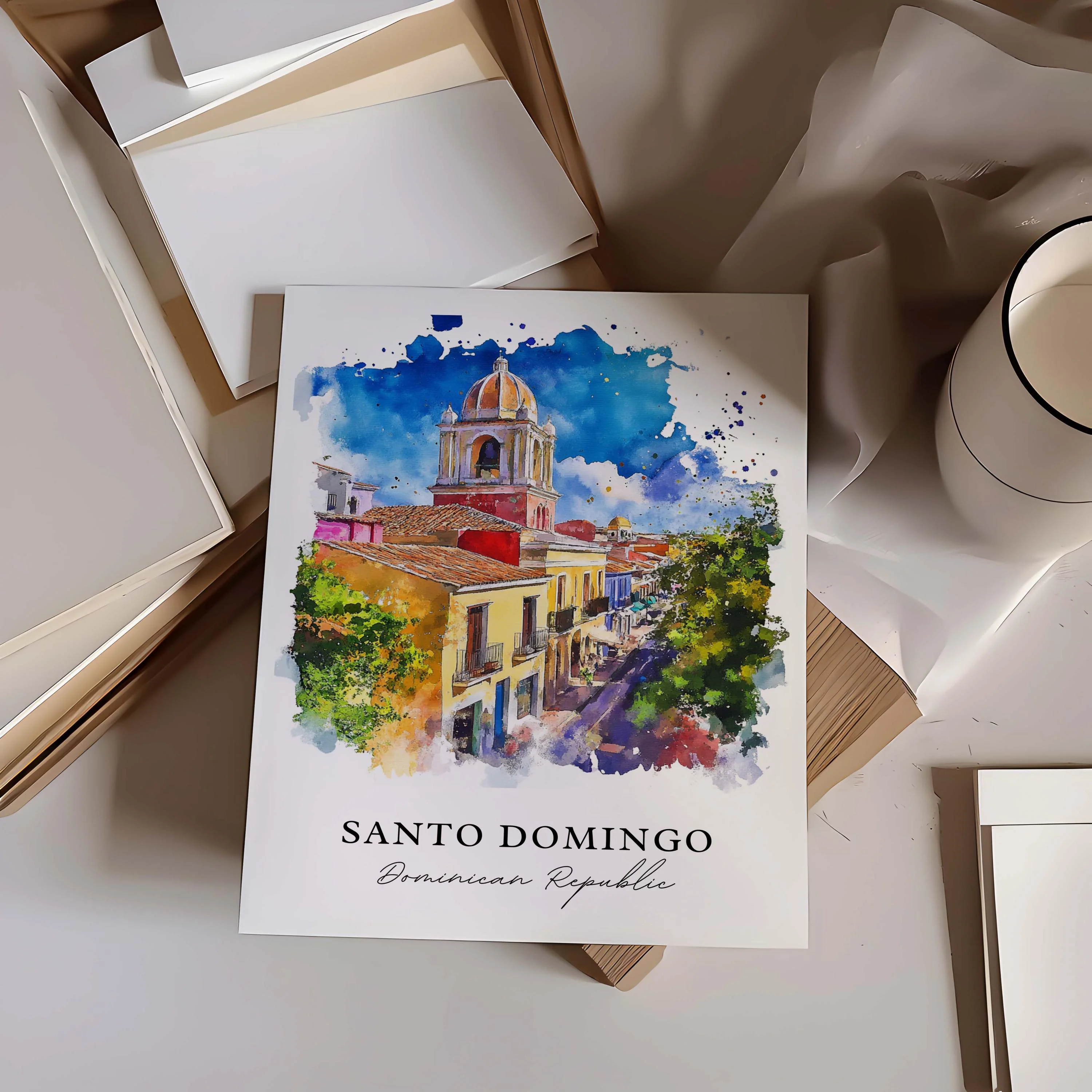 Santo Domingo, Dominican Republic – Watercolor Art Print - Image 2