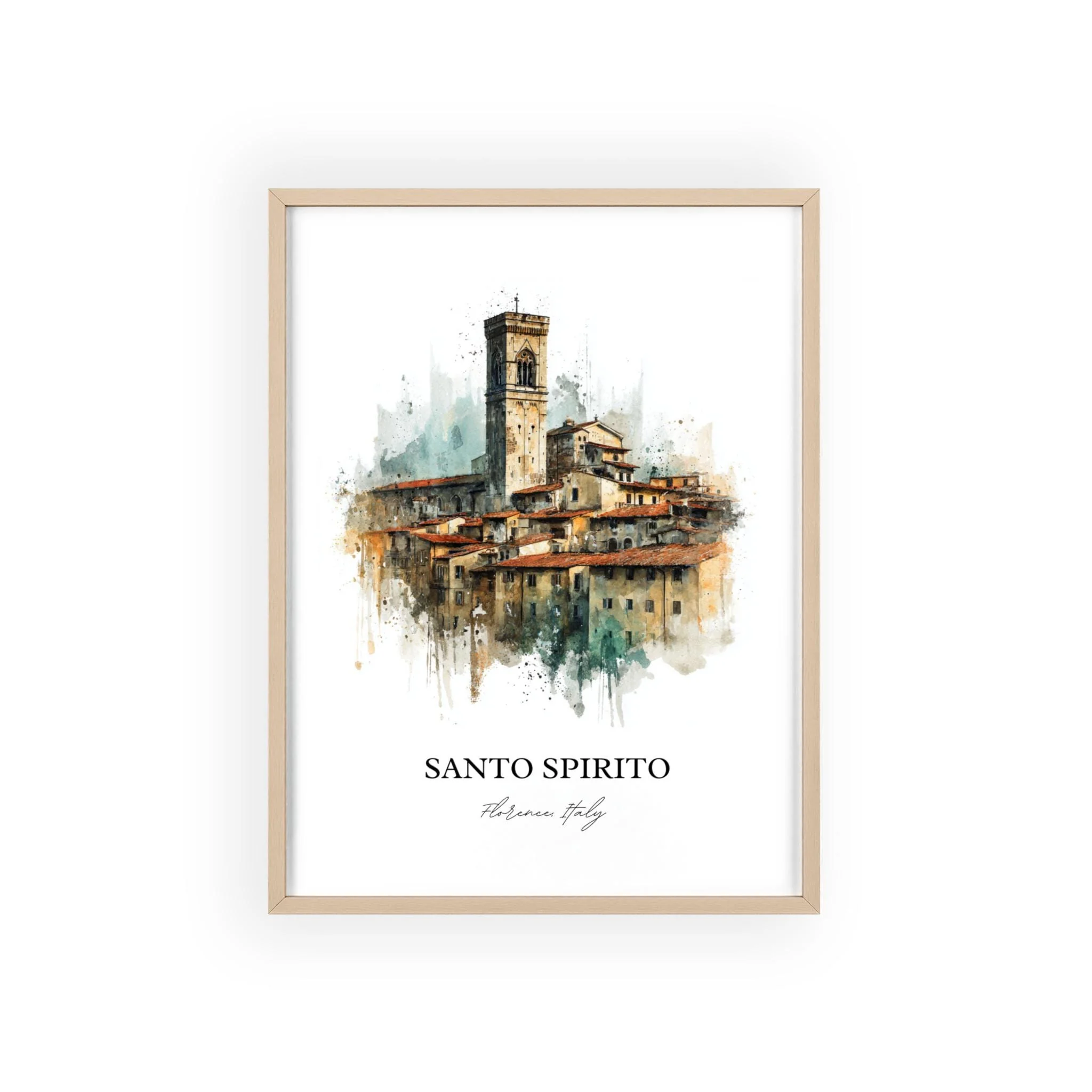 Santo Spirito, Florence Italy – Watercolor Art Print - Image 3
